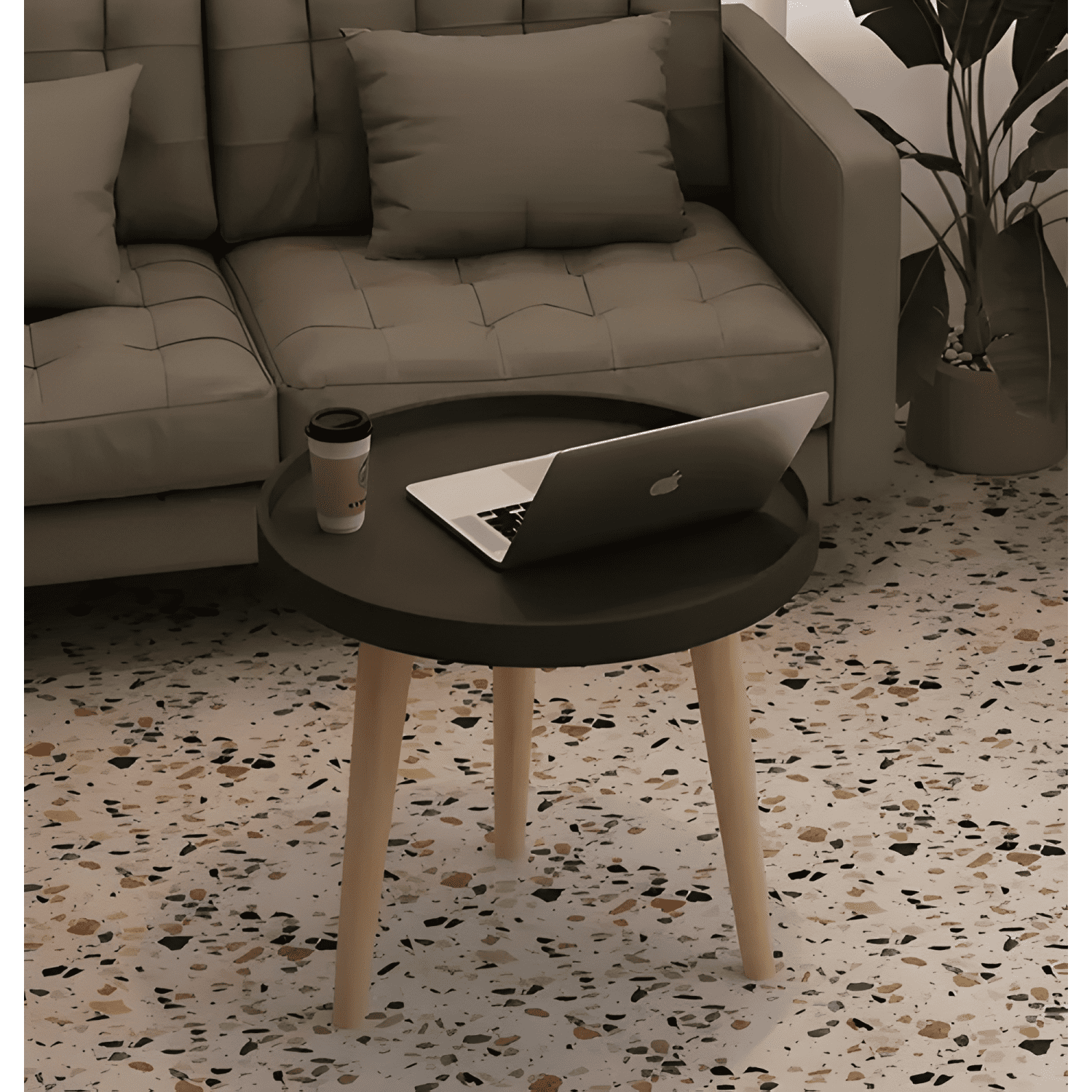 Mesa Redonda De Madera Estilo Moderno 40cm #2-1