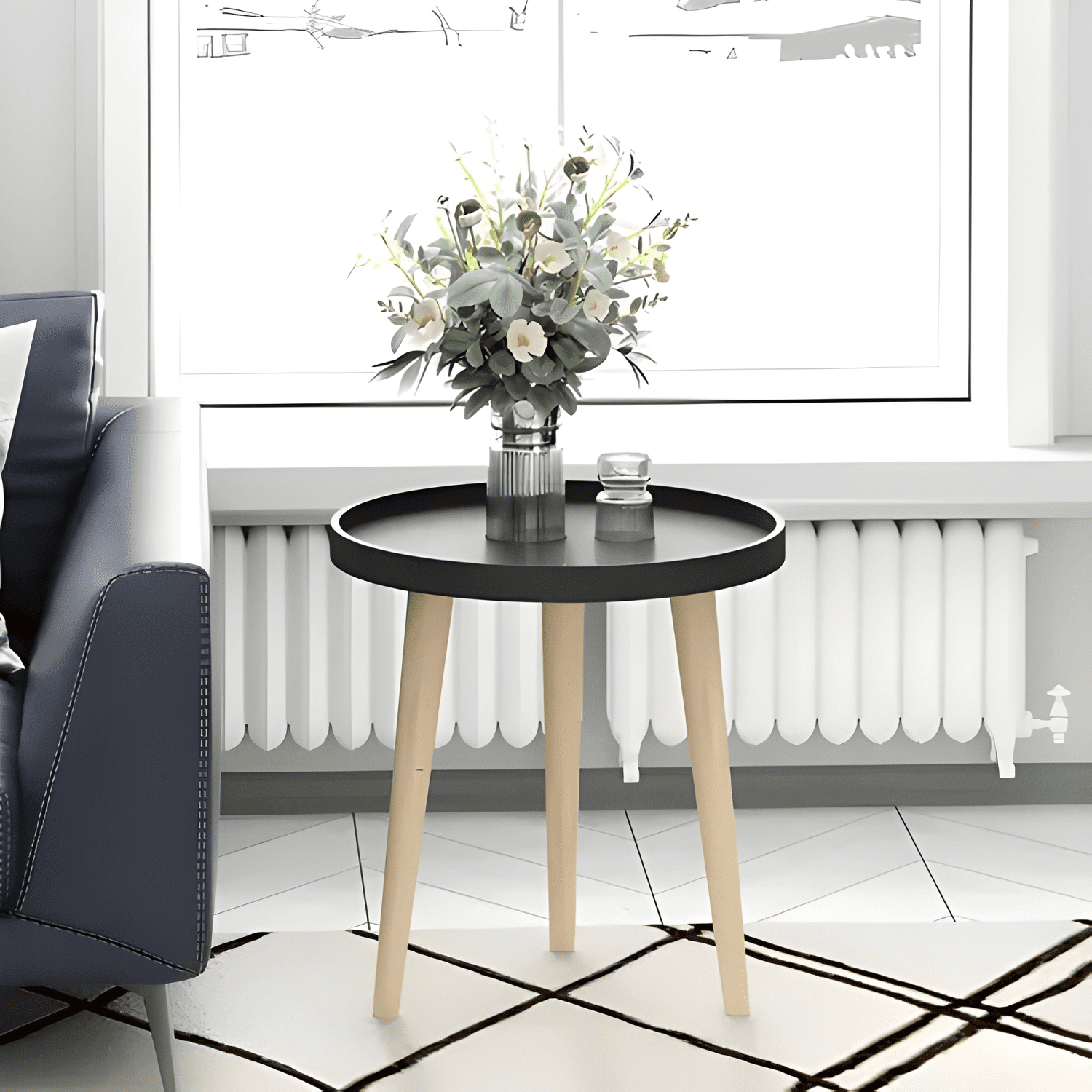 Mesa Redonda De Madera Estilo Moderno 40cm #2-3