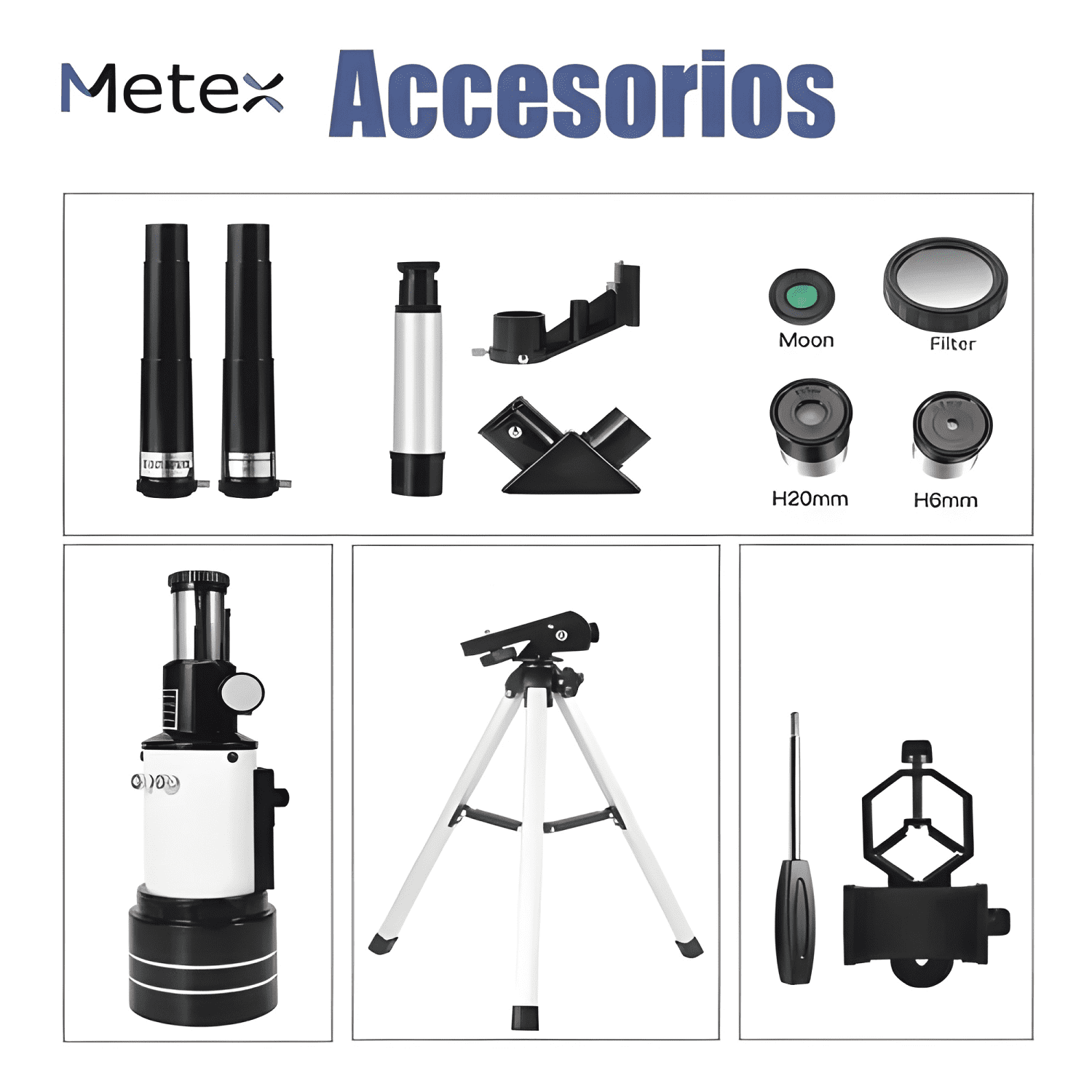Telescopio Astronómico 70/300mm 150x con Soporte Celular Plu-2
