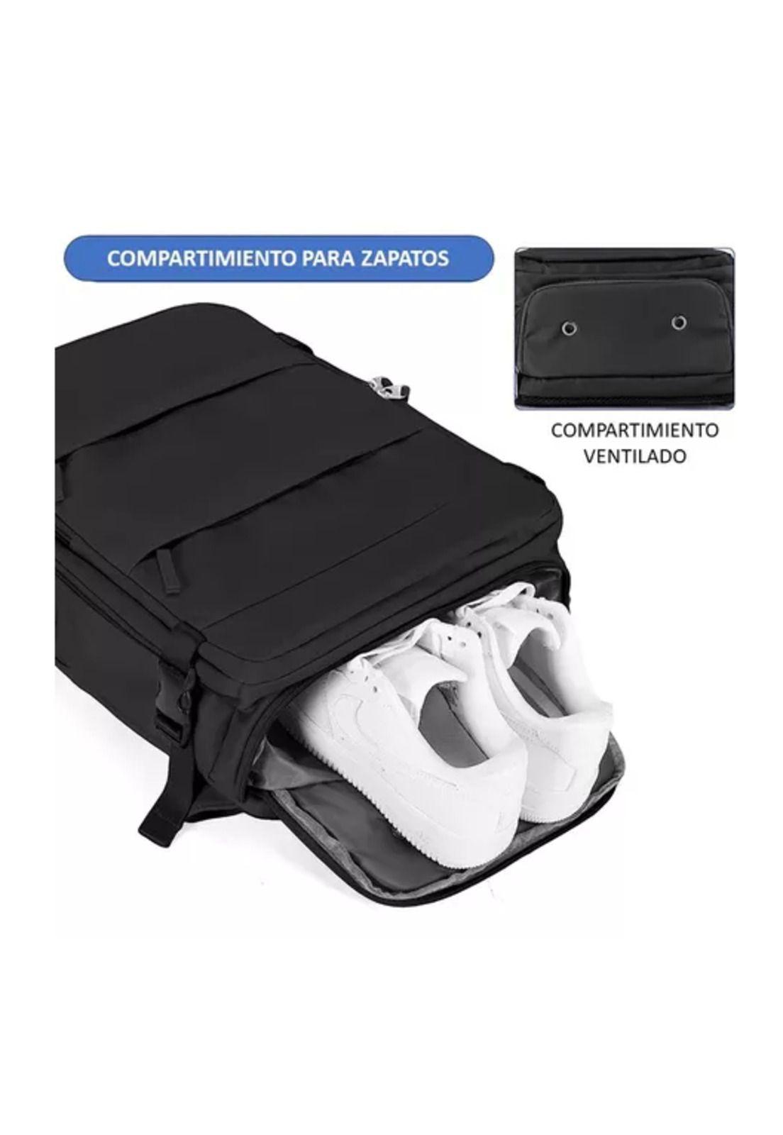 Mochila de viaje de cabina para avión, impermeable con USB, color celeste-4