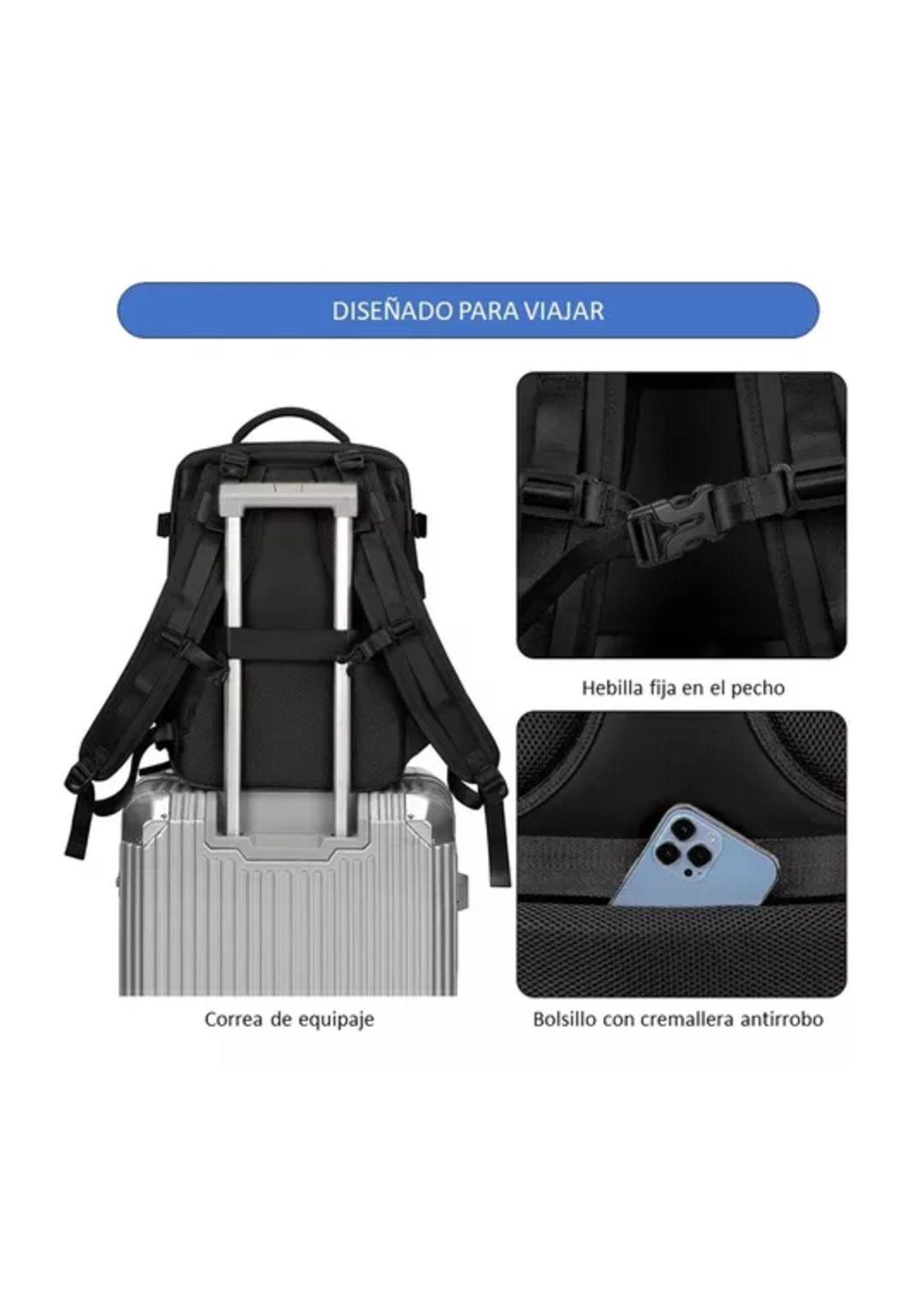 Mochila de viaje de cabina para avión, impermeable con USB, color celeste-5