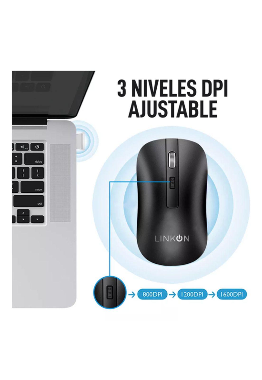 Mouse Inalámbrico Linkon DUALMOU1 Negro-3