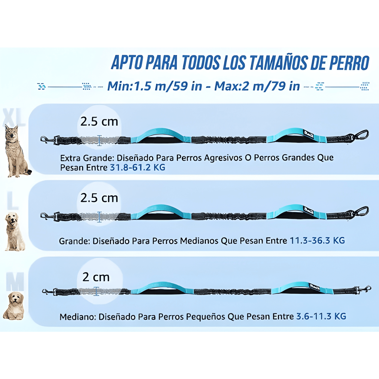 Correa manos libres perro con extraíble riñonera cremallera-4