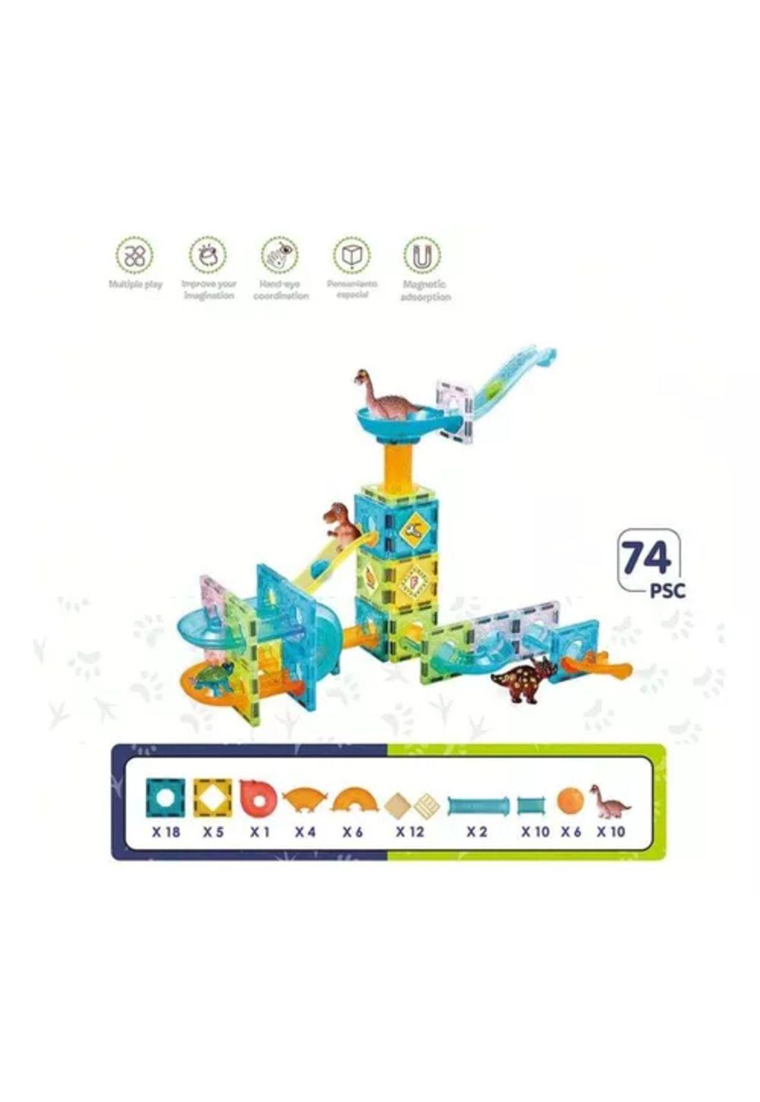 Bloques magnéticos didácticos de dinosaurios 74 piezas multicolor-3