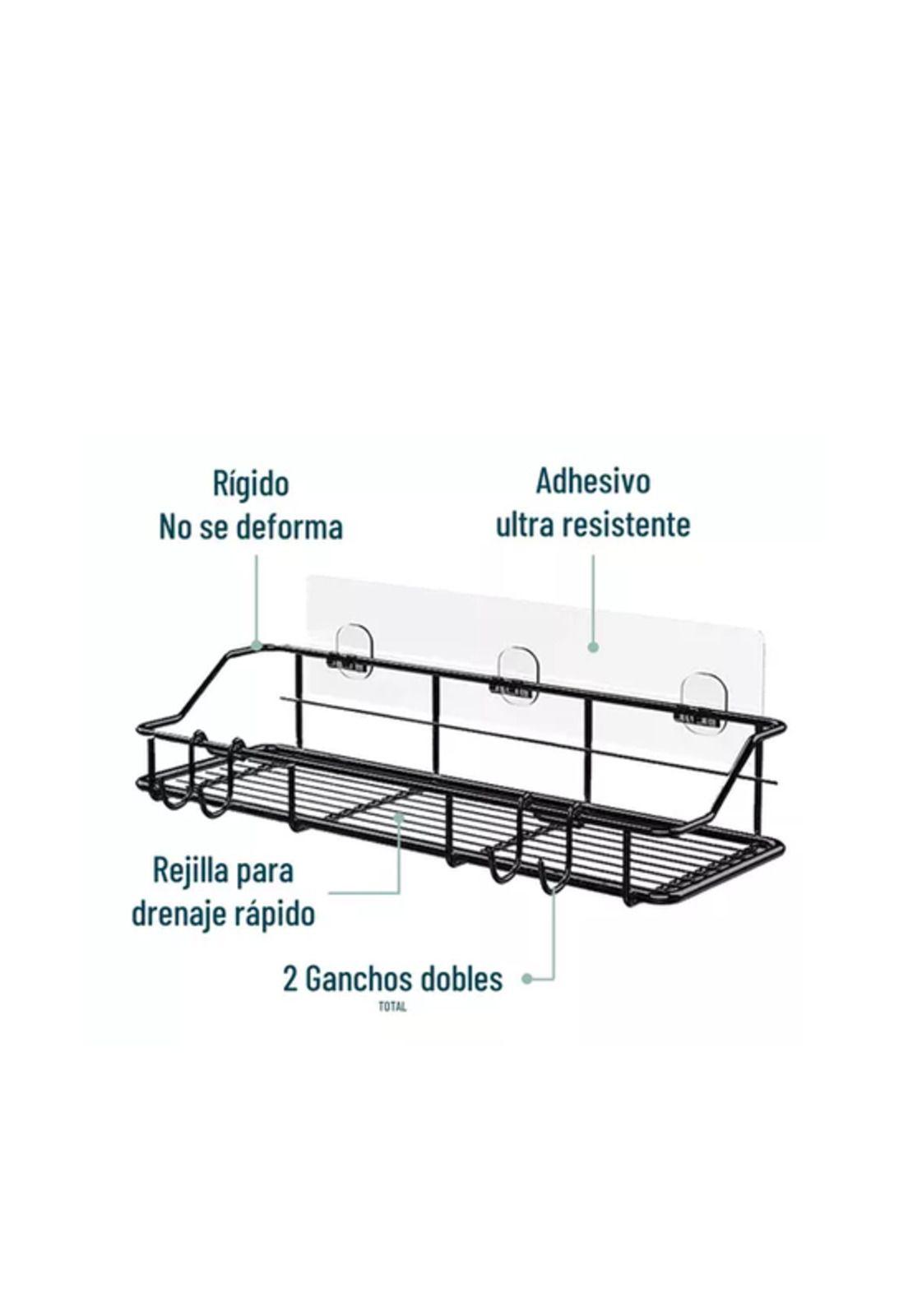 Organizador de Ducha Set X2 Repisa Baño Adhesivo Inoxidable Negro-2