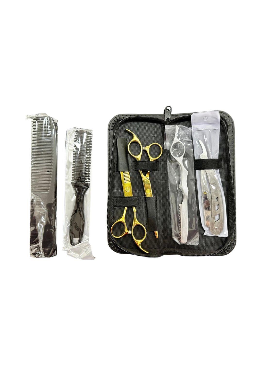 Kit de Tijera Professional Barberia 7 pcs 6 Pulgadas Dorado-2