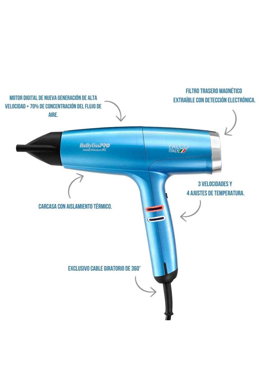 Secador Falco Italy Nano Titanium Xl Babyliss Pro-6