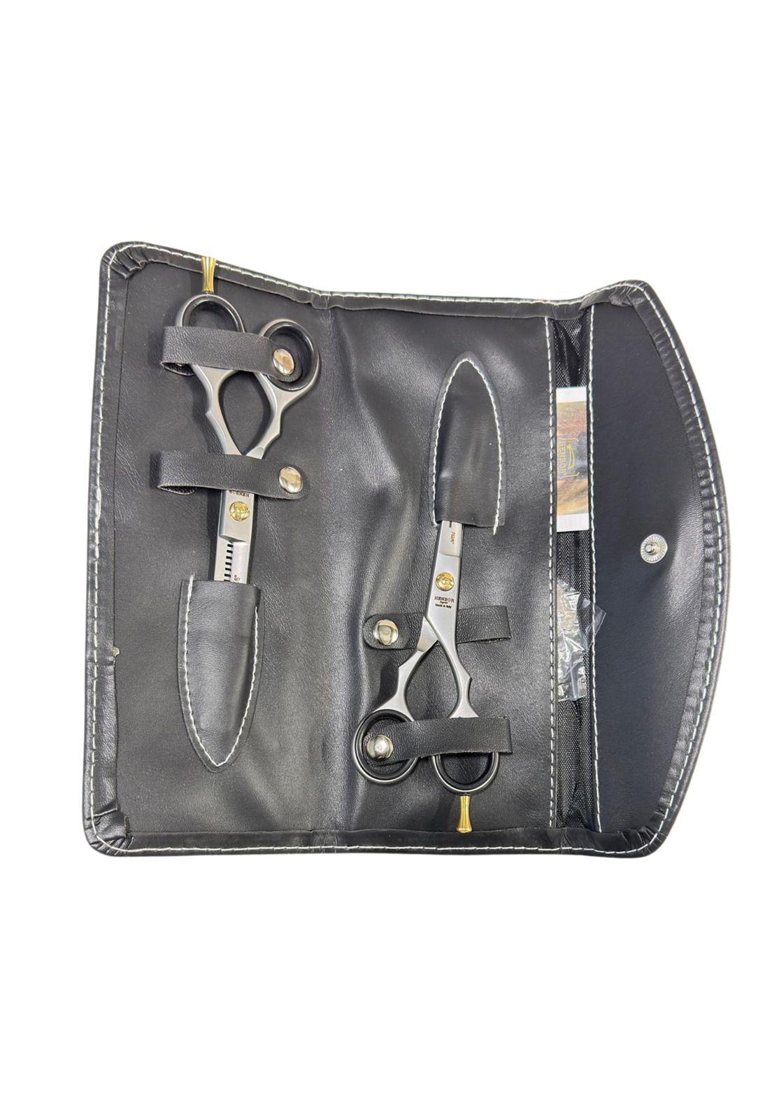 Kit Tijera Henbor Italana Microdentada Y Esculpidora Mate 6"-1