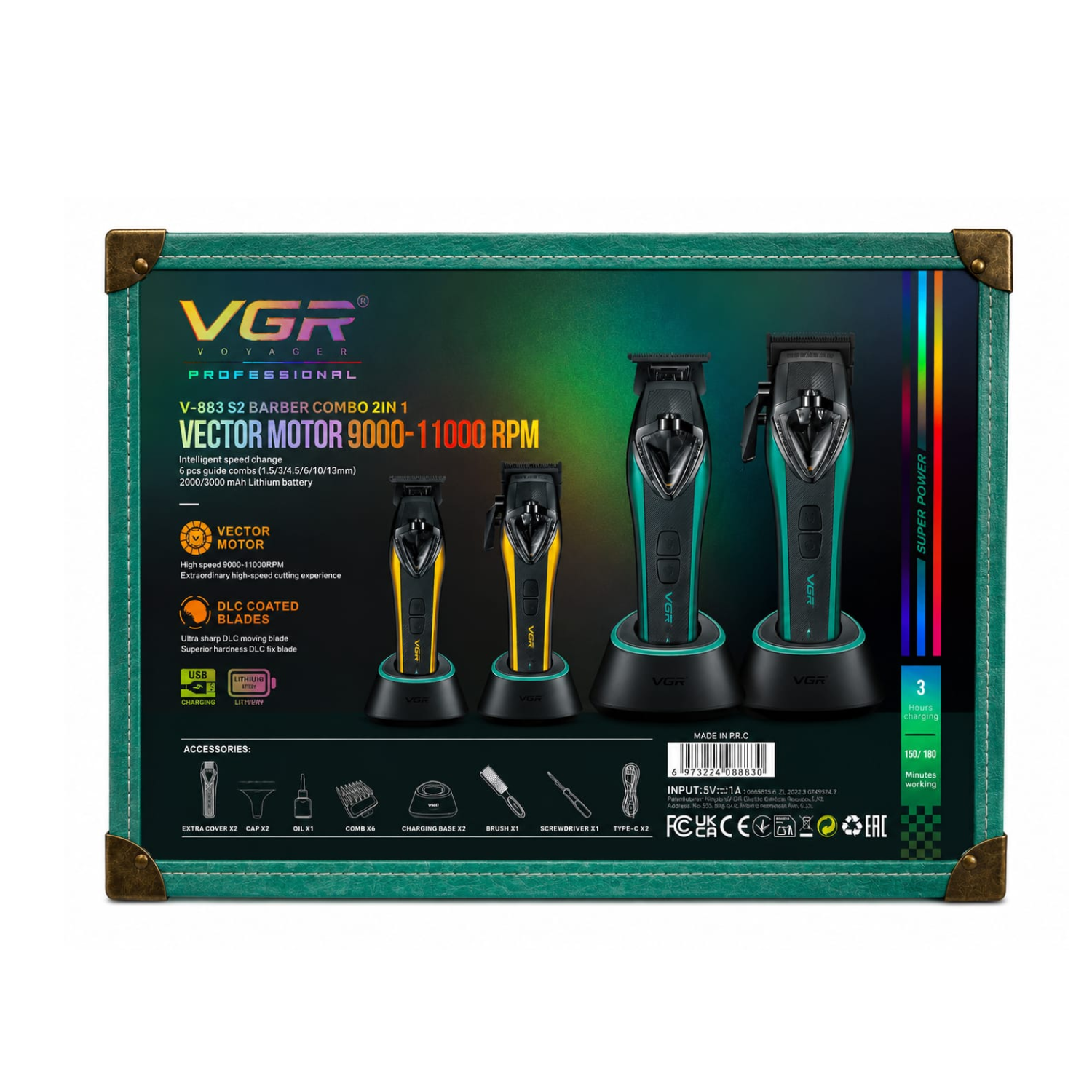 Kit Profesional VGR V 883 S2 Clipper y Trimmer 2 en 1-2