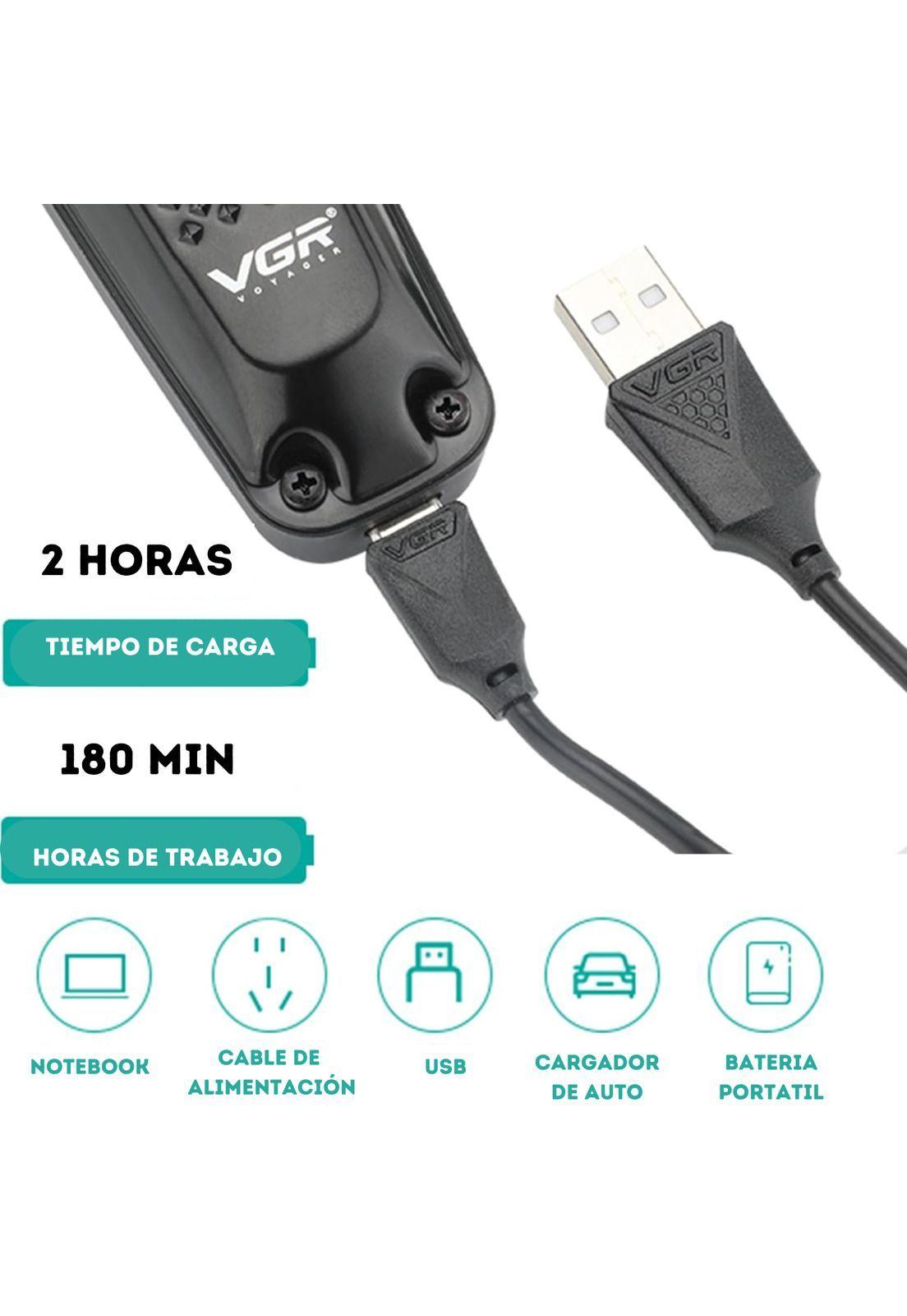Máquina Patillera Profesional Recargable VGR V-972 Led Usb-2