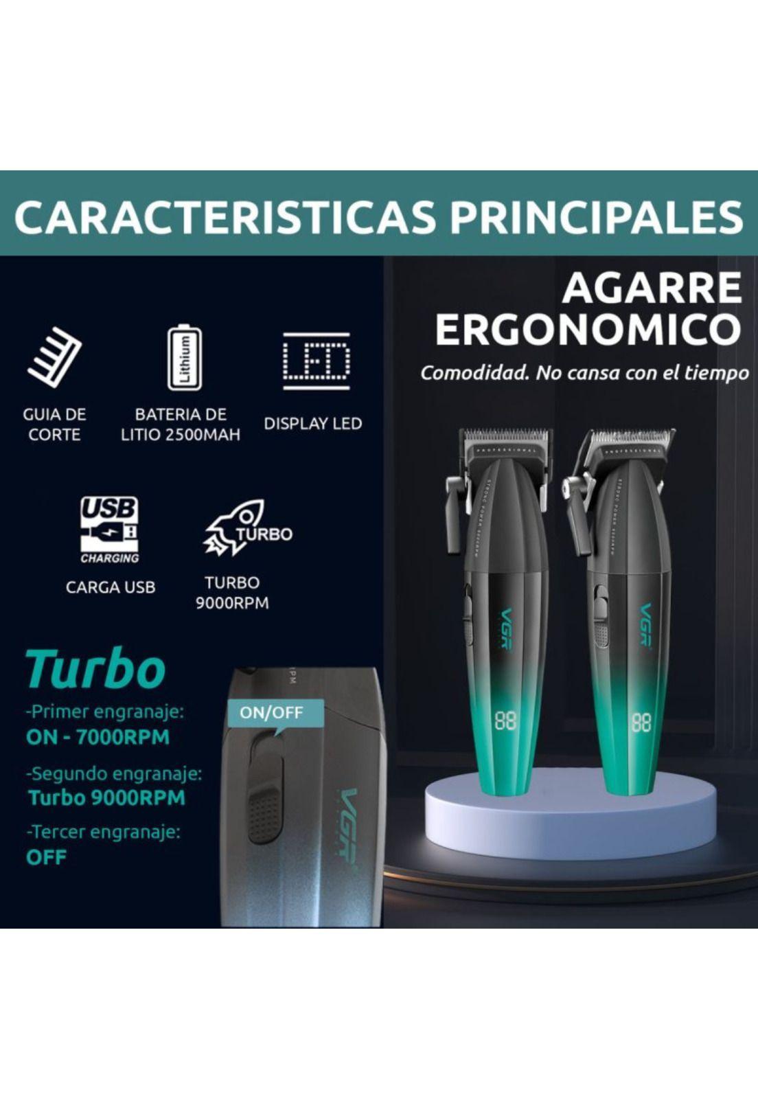 Máquina Cortapelo VGR003 Clipper Profesional Verde 9000RPM-4