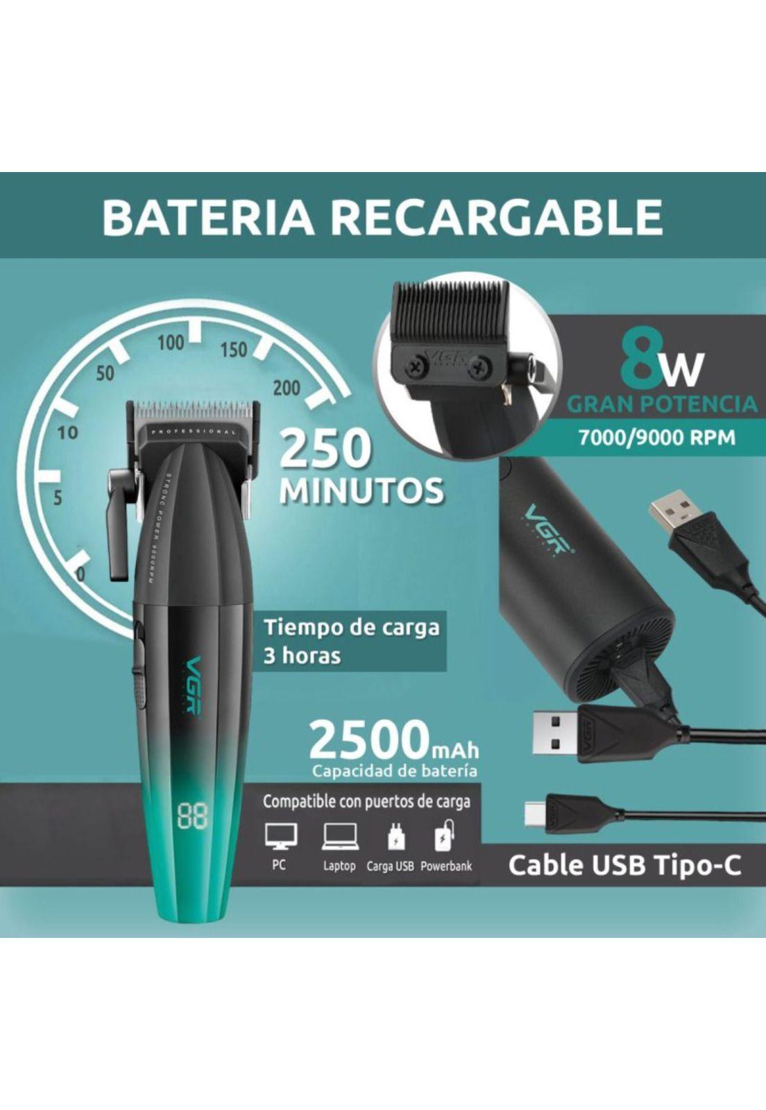 Máquina Cortapelo VGR003 Clipper Profesional Verde 9000RPM-5