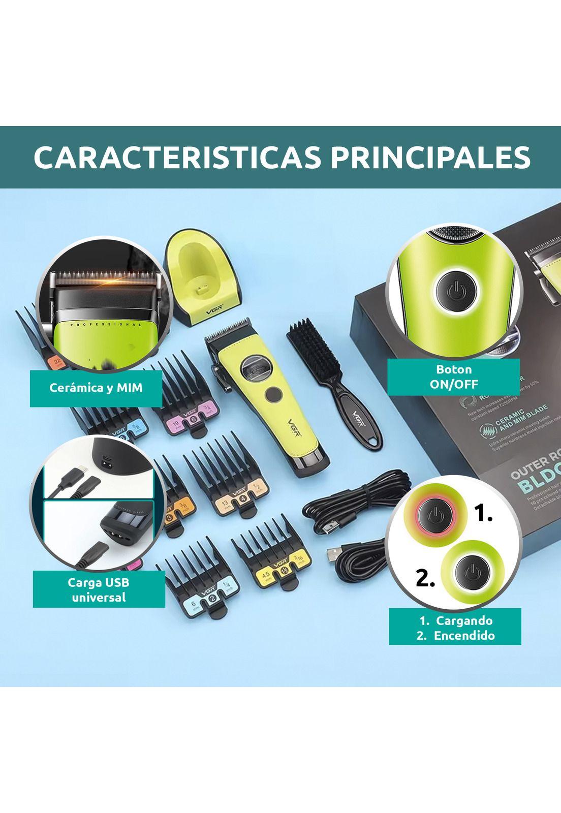 Máquina Cortar Pelo VGR880C Cerámica Motor Rotatech Verde-3