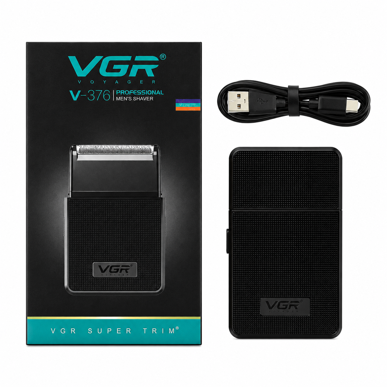 Afeitadora de Viaje Recargable Negra VGR V 376-1