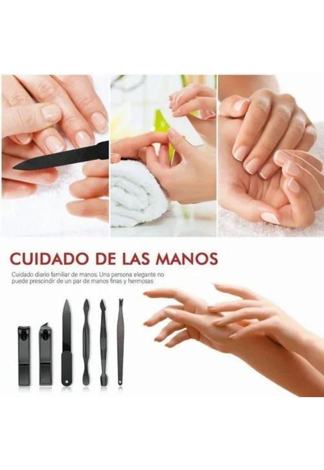 Set Manicura Alicate Pinzas Tijera Corta Uñas 15 Pzs Negro-3