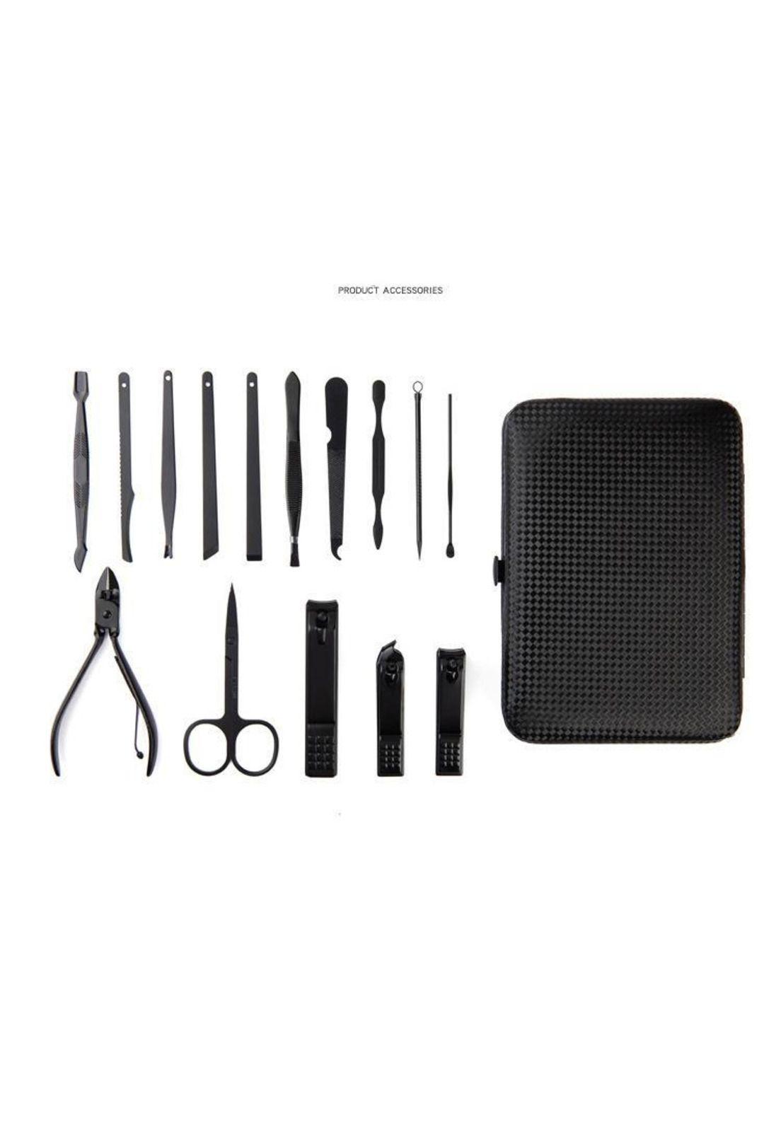Set Manicura Alicate Pinzas Tijera Corta Uñas 15 Pzs Negro-5