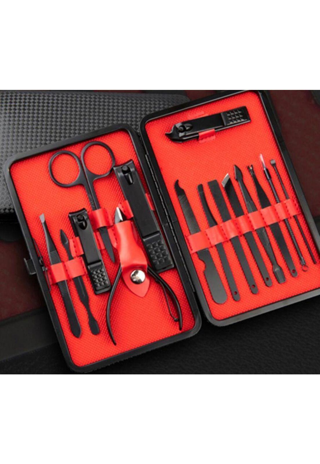 Set Manicura Alicate Pinzas Tijera Corta Uñas 15 Pzs Negro-6