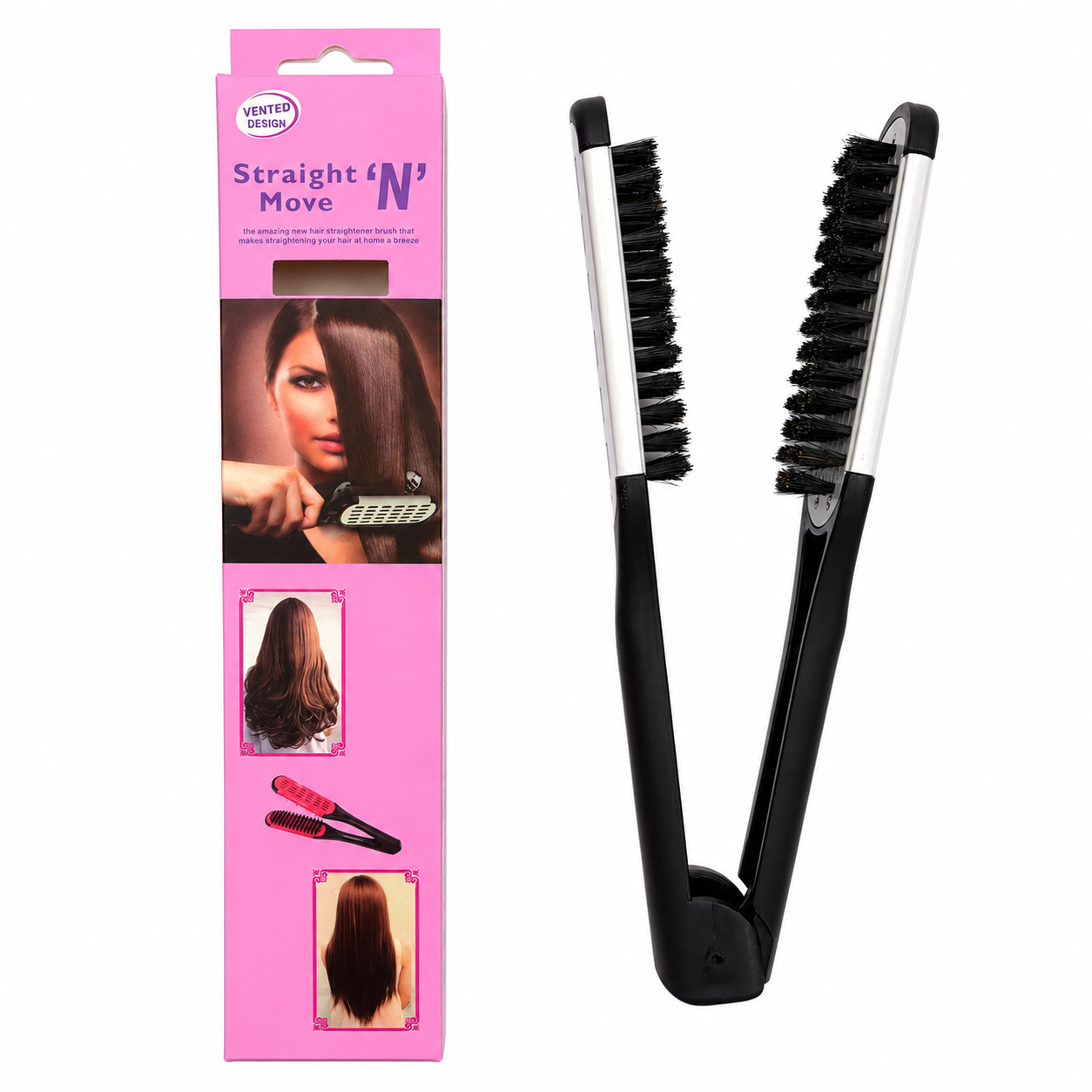Cepillo Alisador T rmico Cer mico Plegable Straight N Move Blanco-0