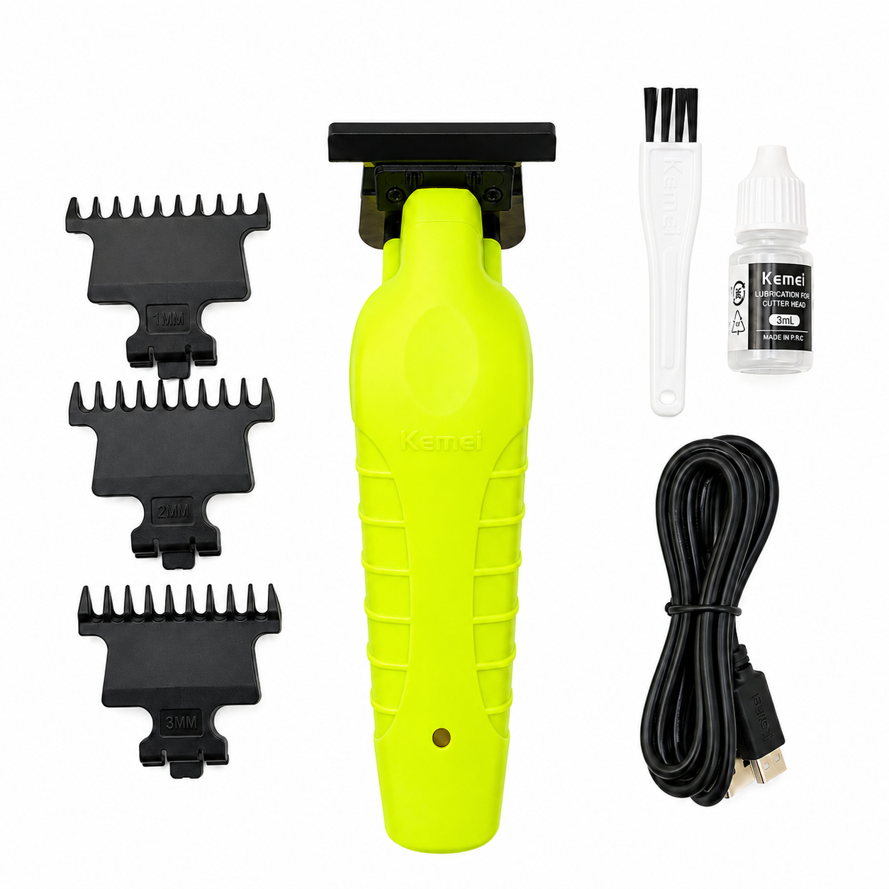 Kemei Trimmer KM-2299 Verde Neón Recargable USB-2