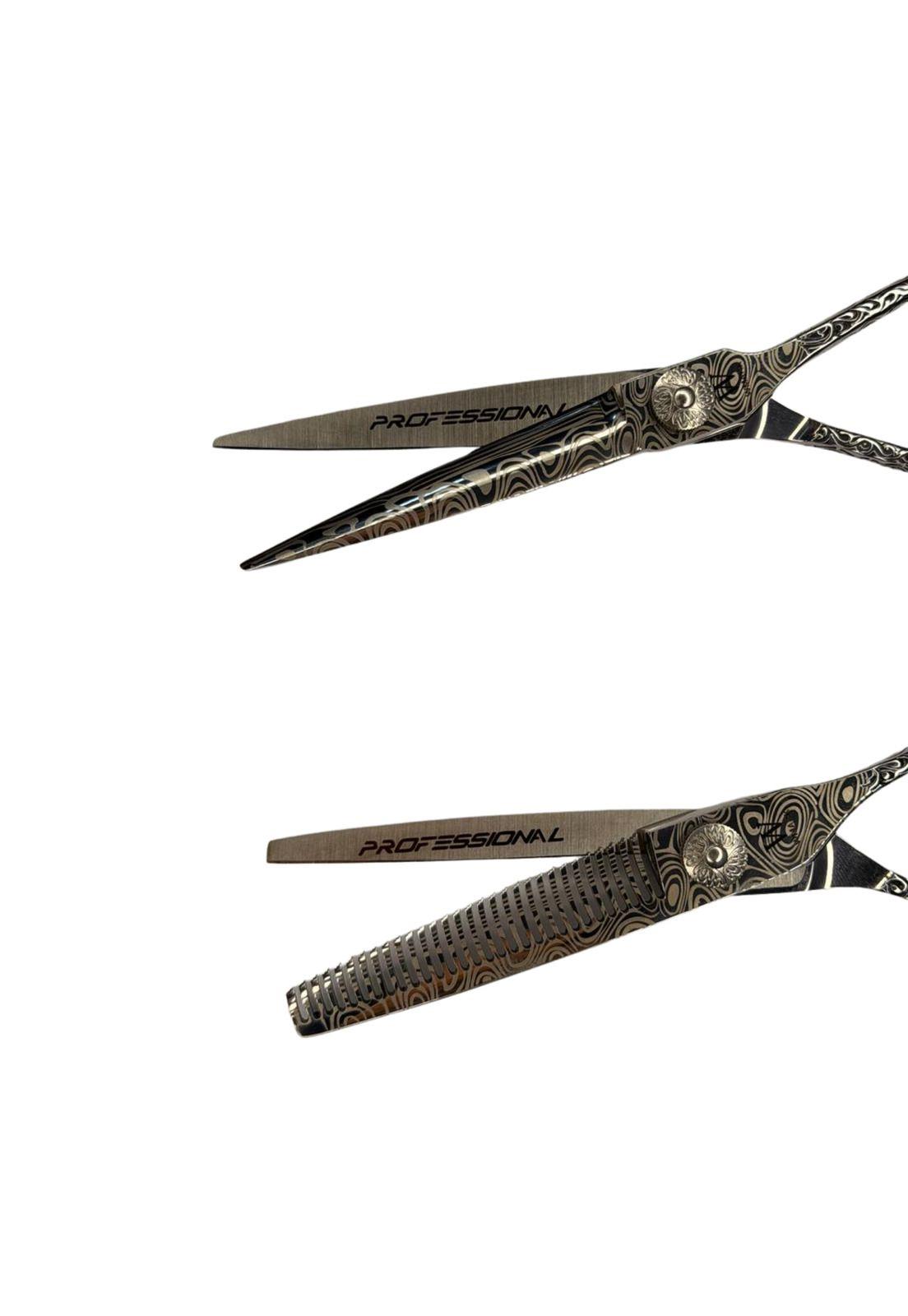 Set de Tijeras Wmark Pro D96-PS022 6" Con Estuche Y Peineta-2