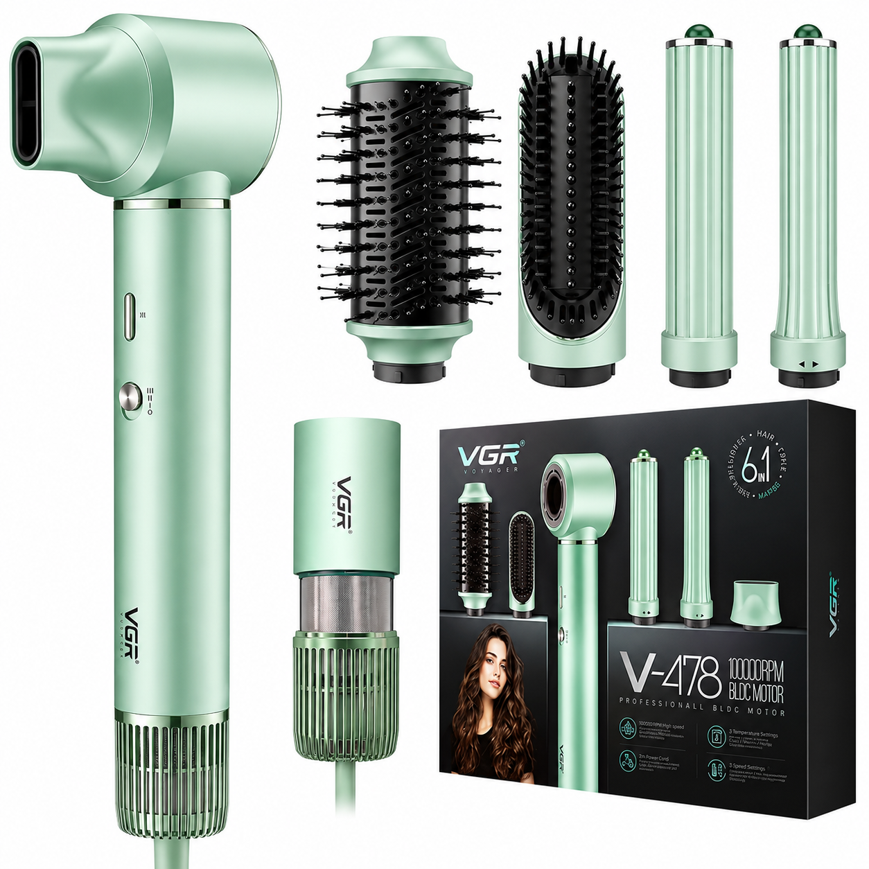 VGR Multistyler V 478 Verde Menta BLDC 100000 RPM-0