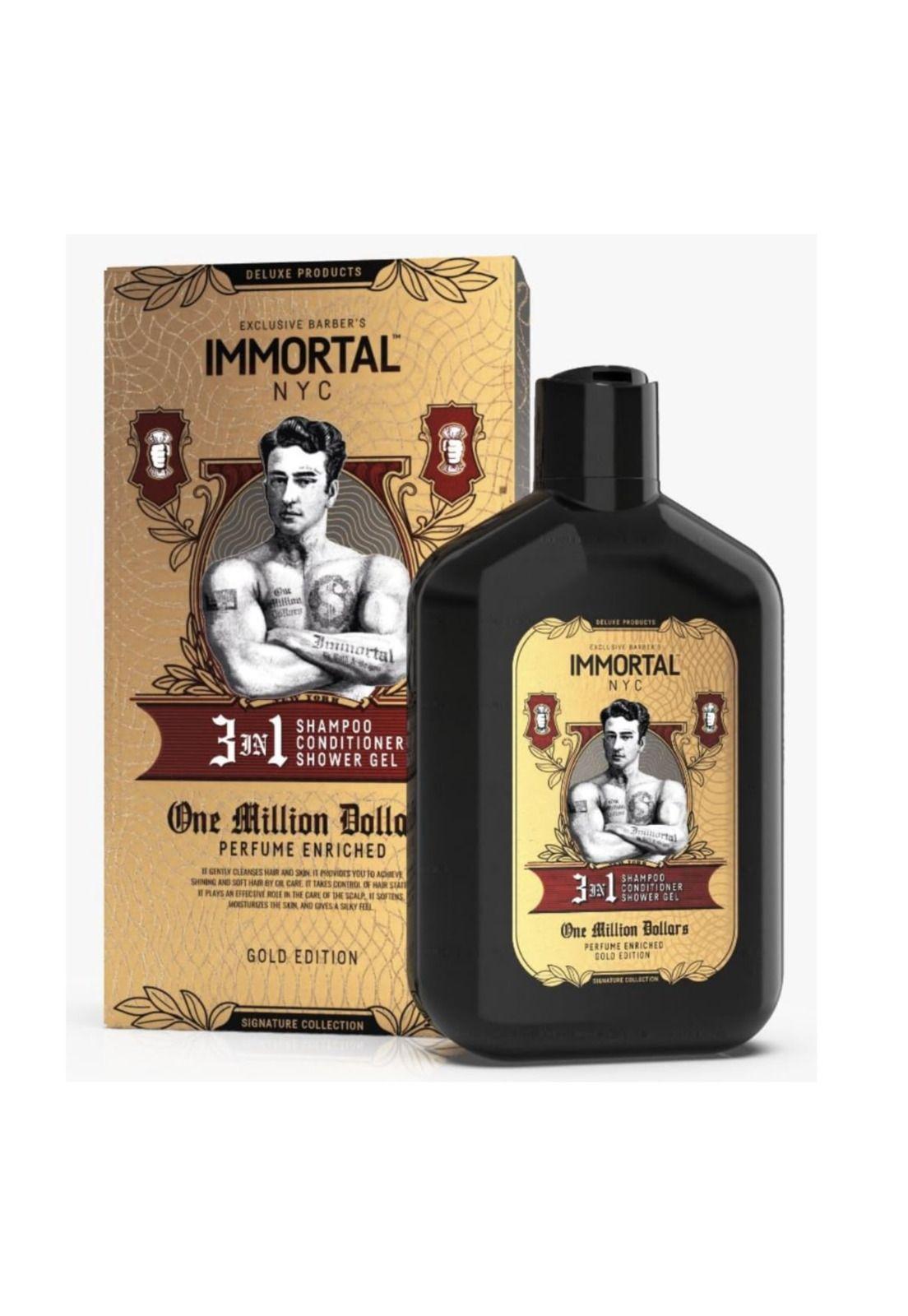 Immortal Nyc 3 in 1 One Million Dollars Champú + Acondicionador + Gel de Ducha-1