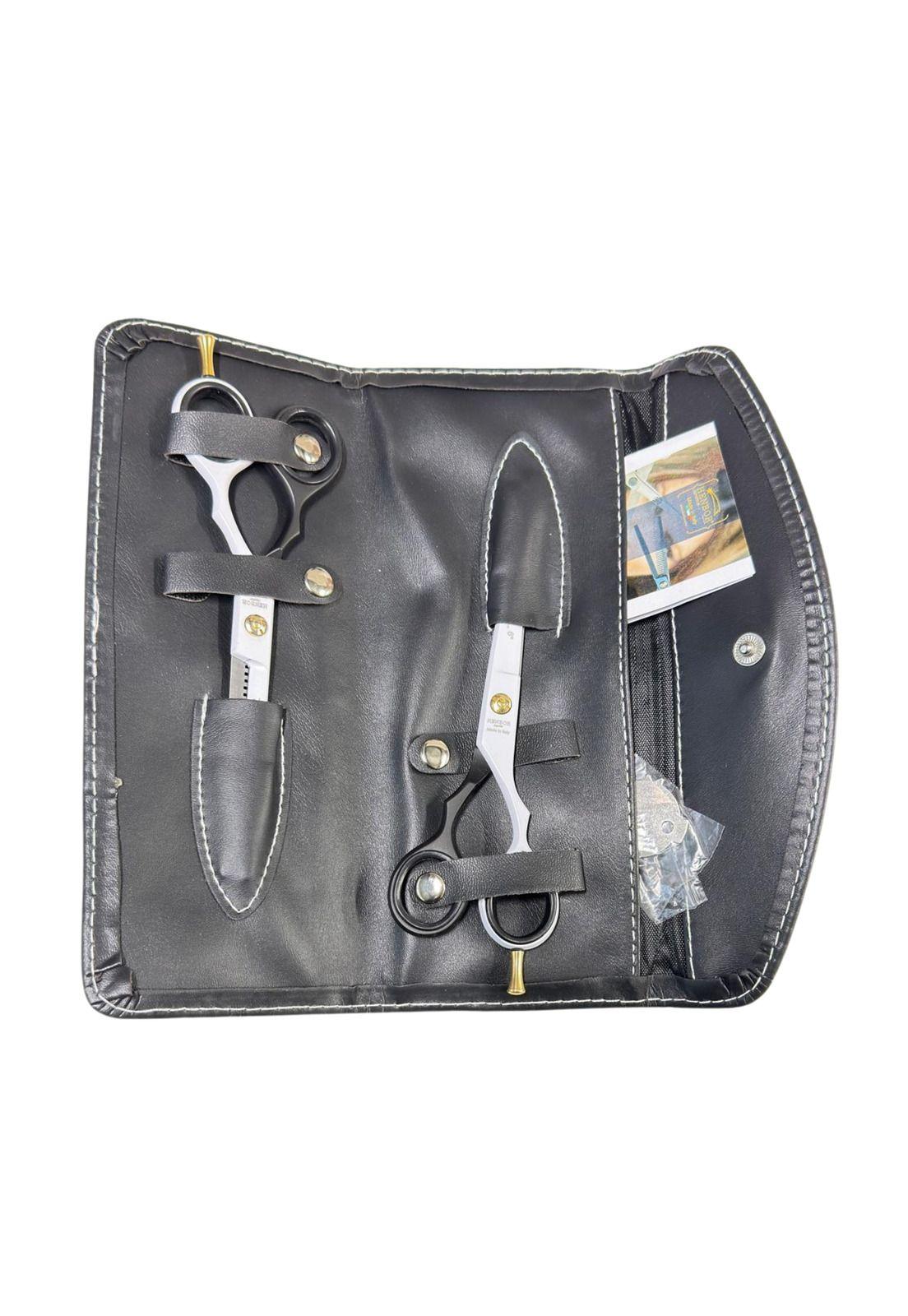 Set Tijera Henbor Microdentada Y Esculpidora Blanca & Negro 6"-1