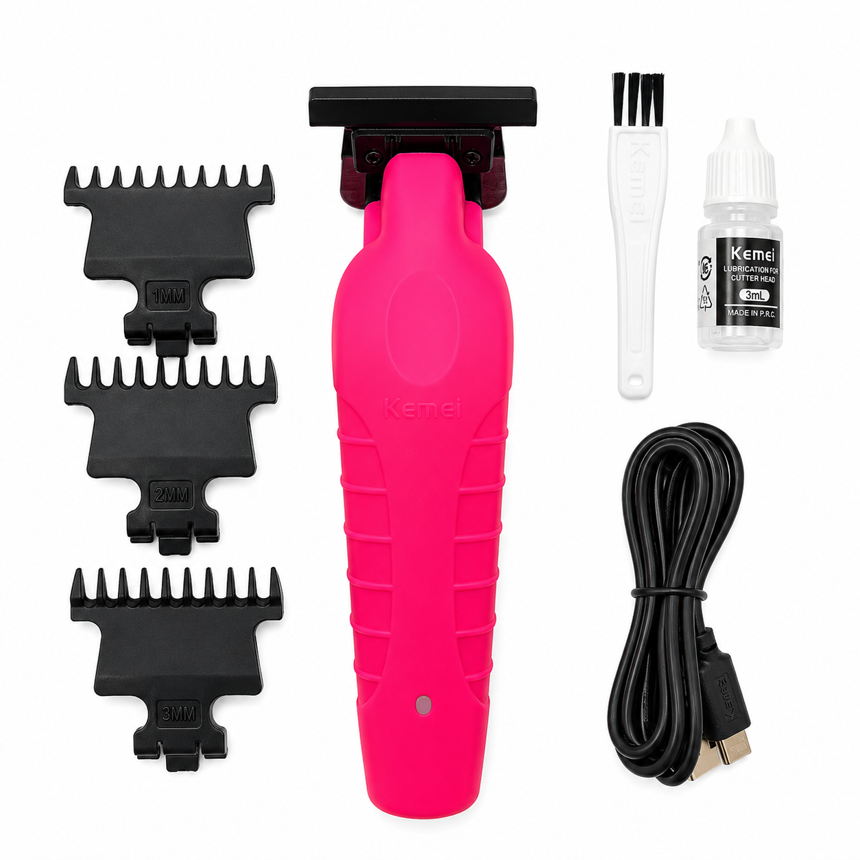 Kemei KM 2299 Trimmer Profesional Rosado Recargable USB-3