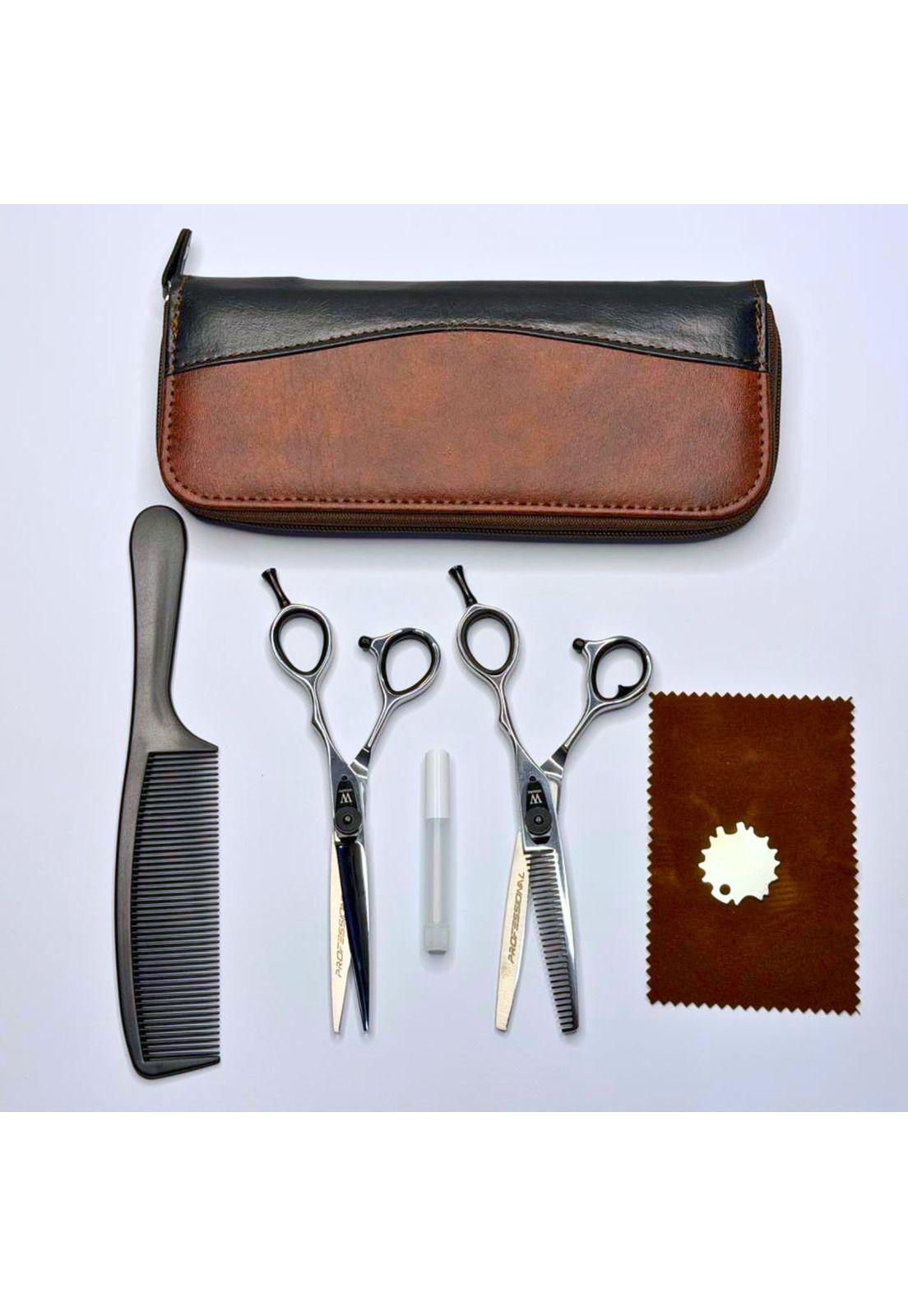 Kit de Tijeras Wmark Pro D78-PS069 6" Con Estuche Y Peineta-2