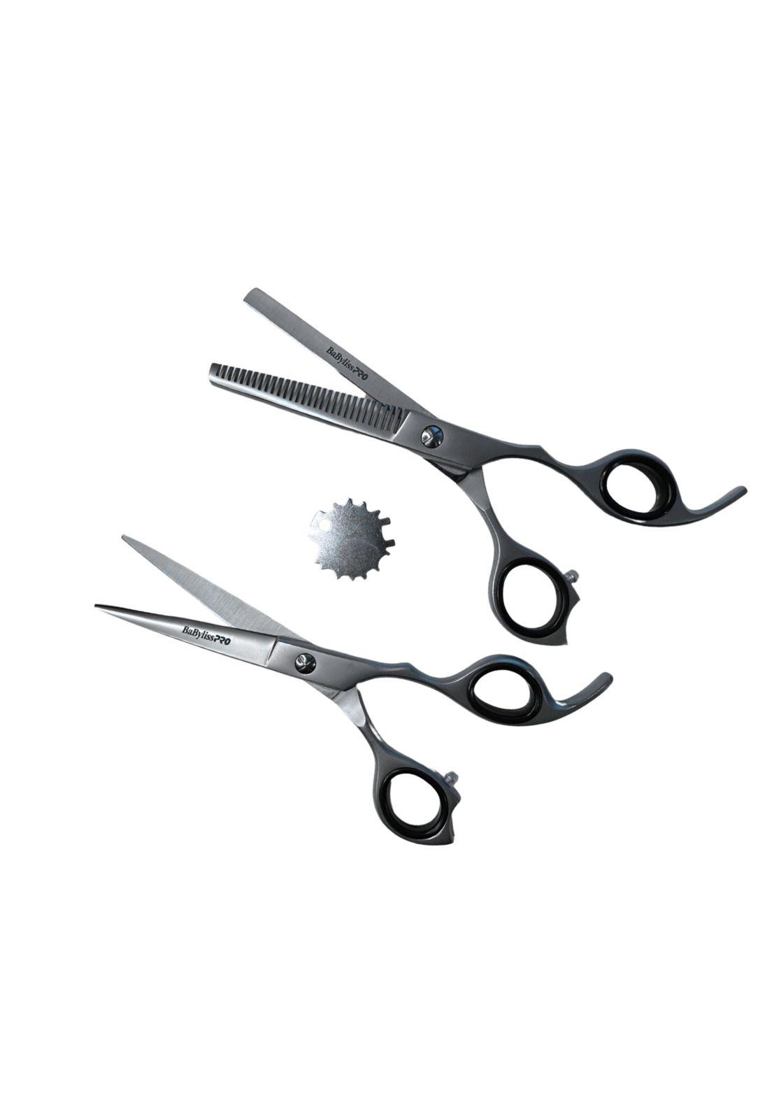 Set Tijeras de barbero acero japonés BaBylissPRO 6" Filo Navaja-2