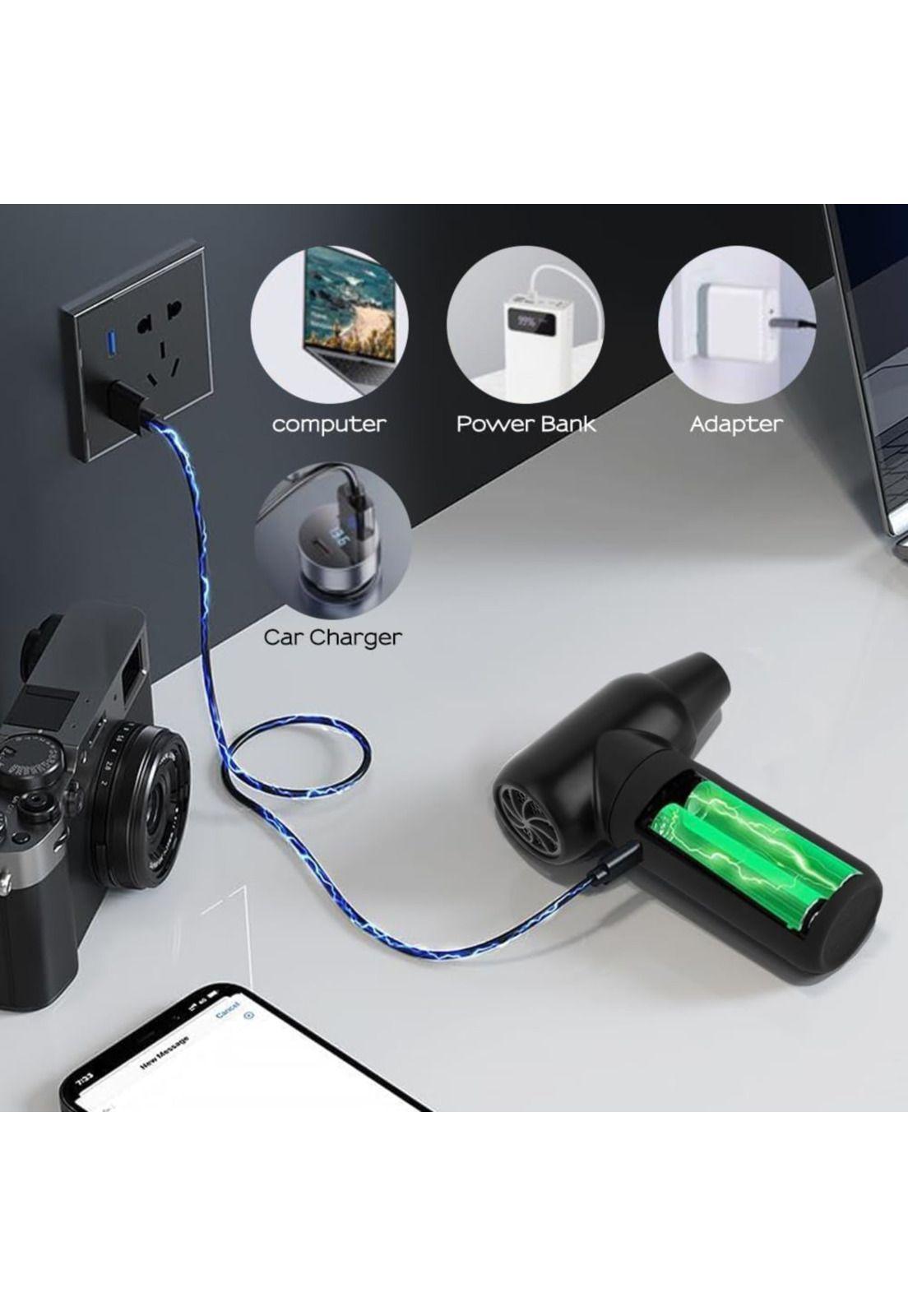 Soplador Eléctrico Inalámbrico 120000RPM con Boquillas Negro-2