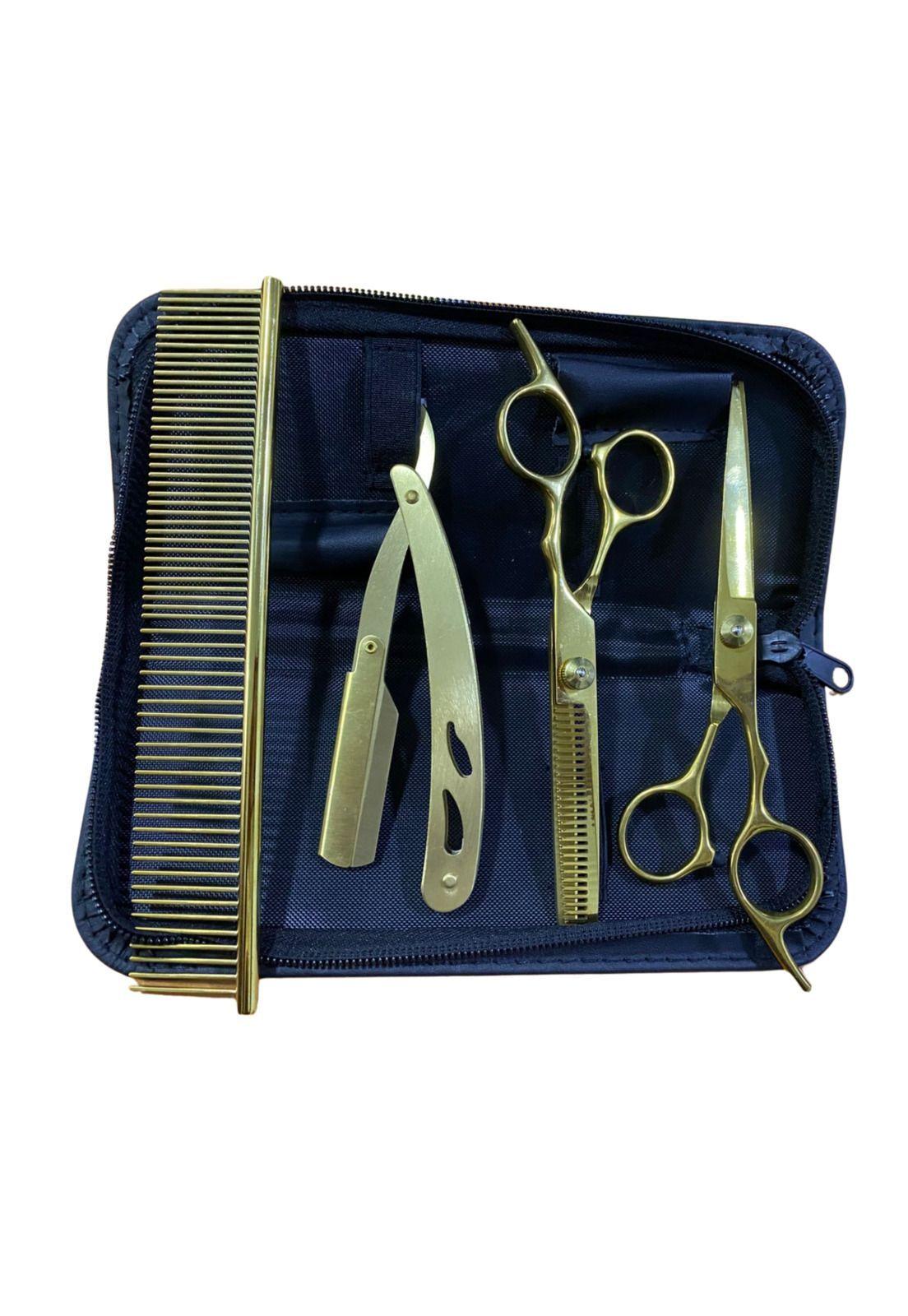 Set de Tijeras Prof.de Peluquería Dorado 6 Pulgadas 5 Pcs-2