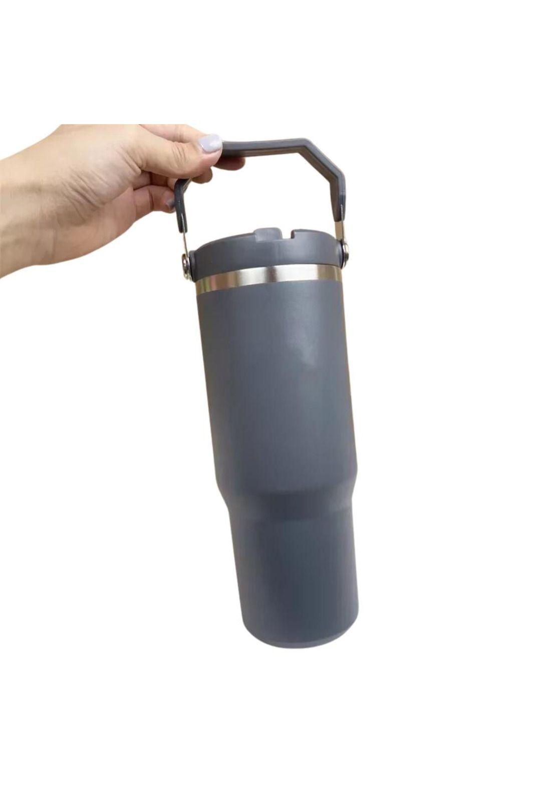 Botella Termico Flip Straw Tumbler 900 Ml Gris Oscuro-2