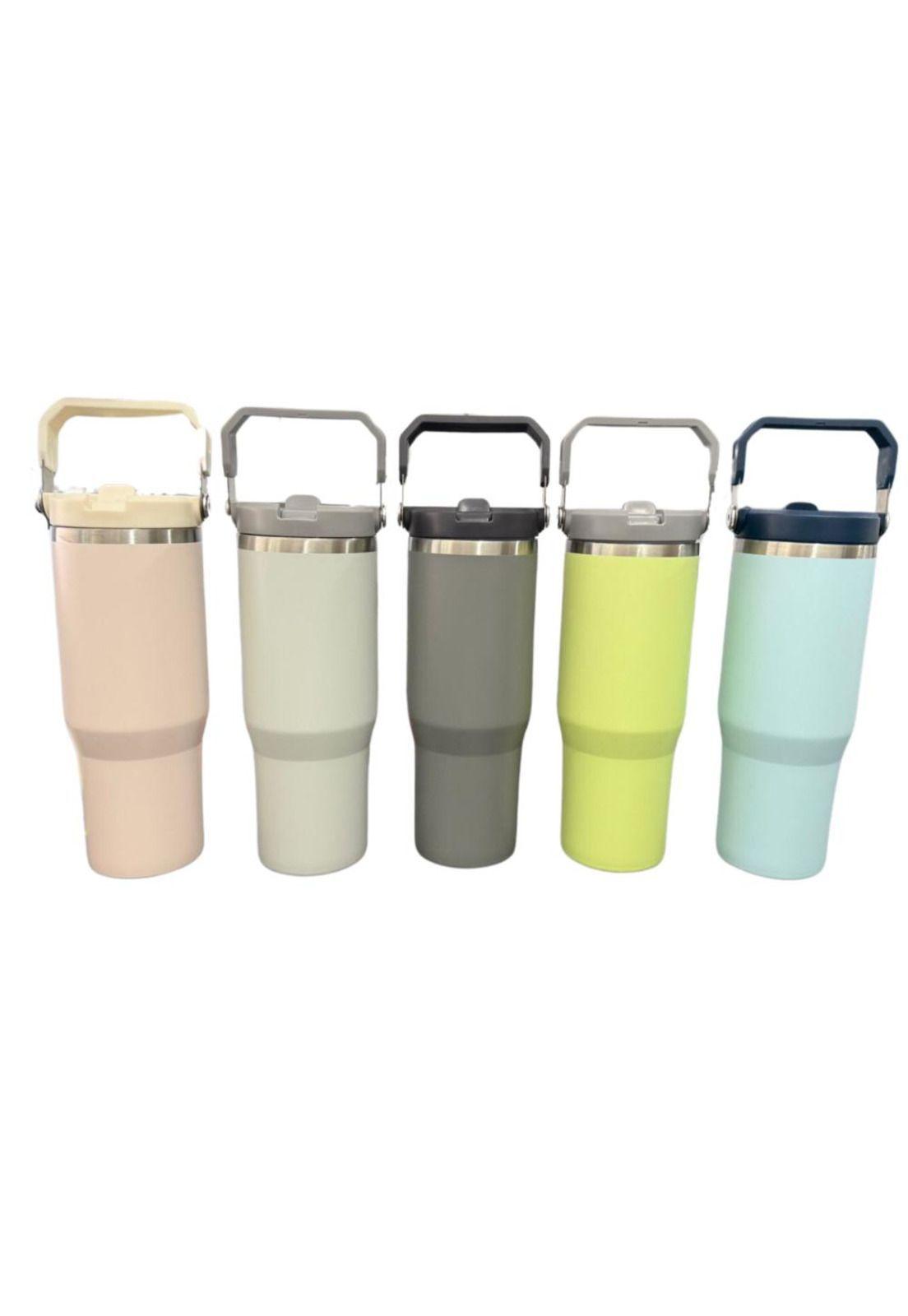 Botella Termico Flip Straw Tumbler 900 Ml Gris Oscuro-7