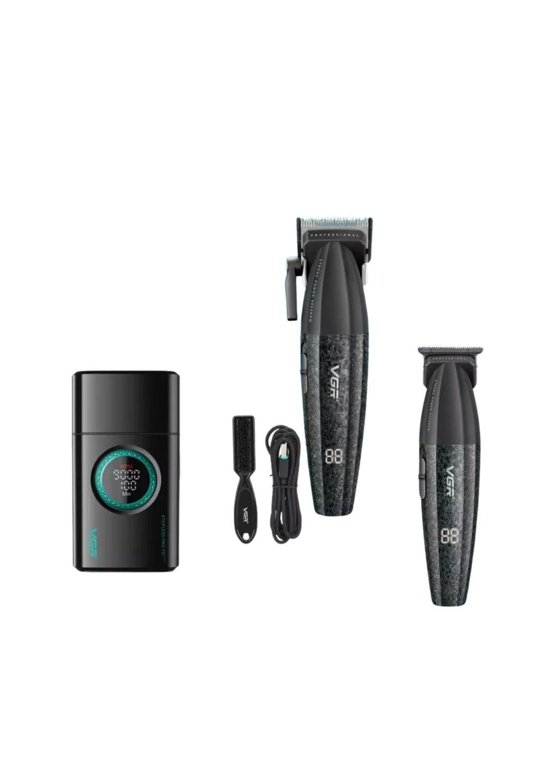 Barber Combo VGR V640 Cortapelo,Patillera y Afeitadora Negro-3