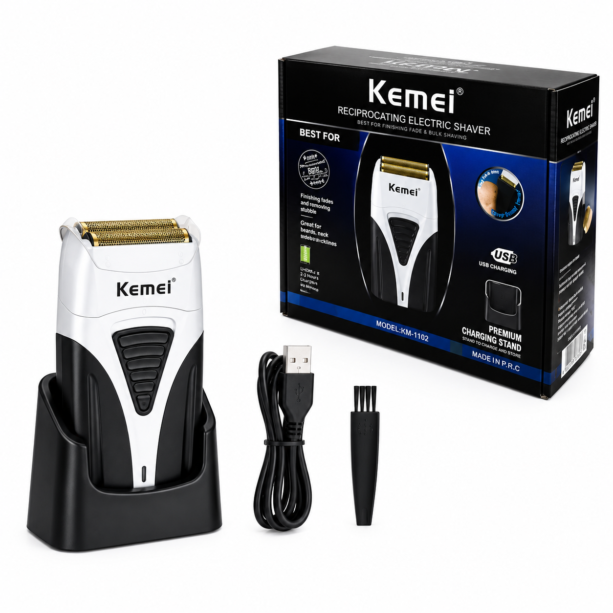 Combo Kemei Blanco KM2296 KM2299 KM3383 con Base de Carga-3