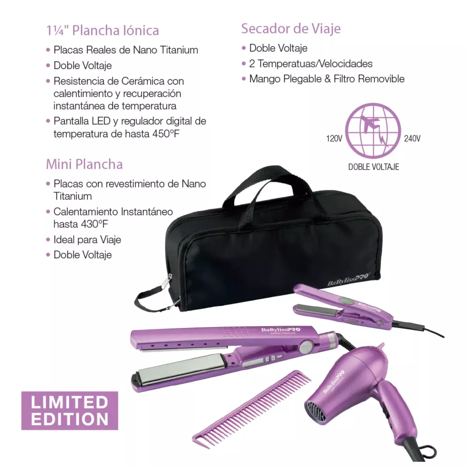 BaBylissPRO Mini Crocus 3 en 1 Plancha Mini Rizador y Secador-2
