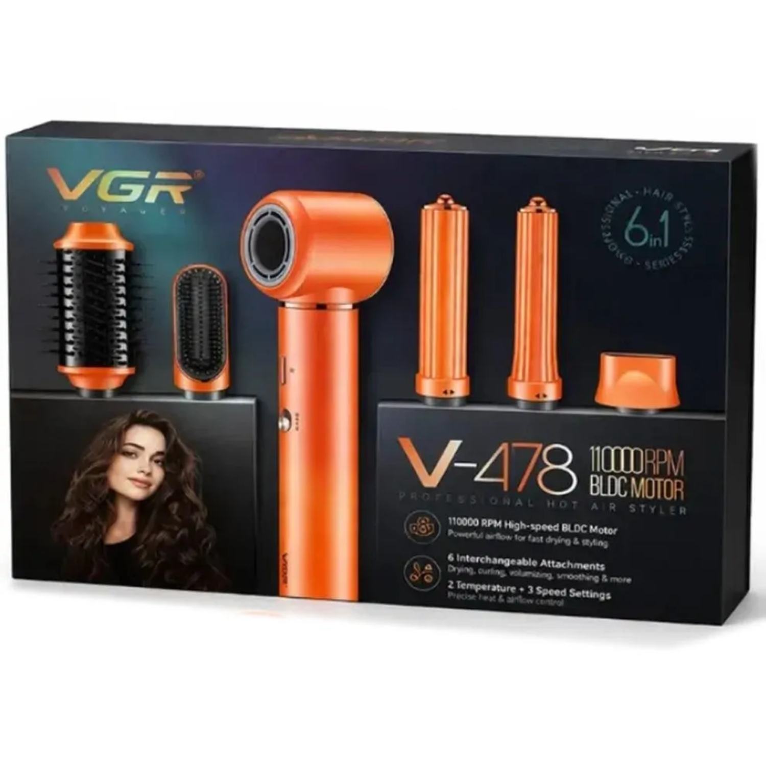 VGR Secador Multistyler V 478 6 en 1 Motor BLDC 100000 RPM-2