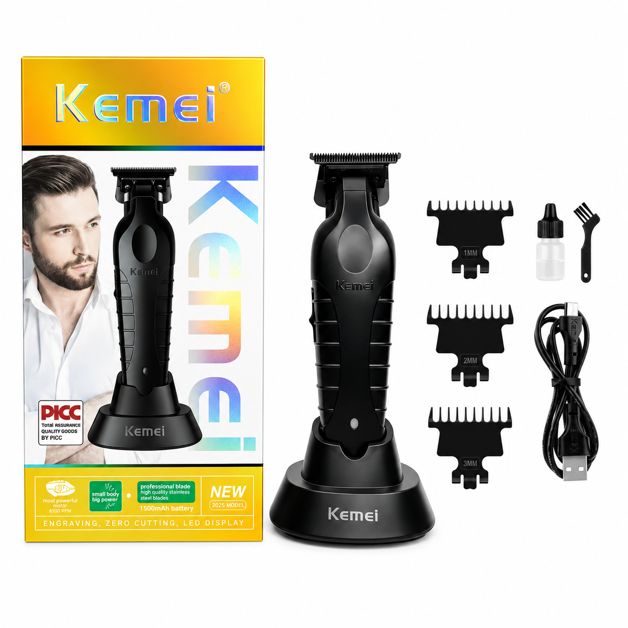 Combo Kemei KM 2296 KM 2299 KM 3383 con Base de Carga-2