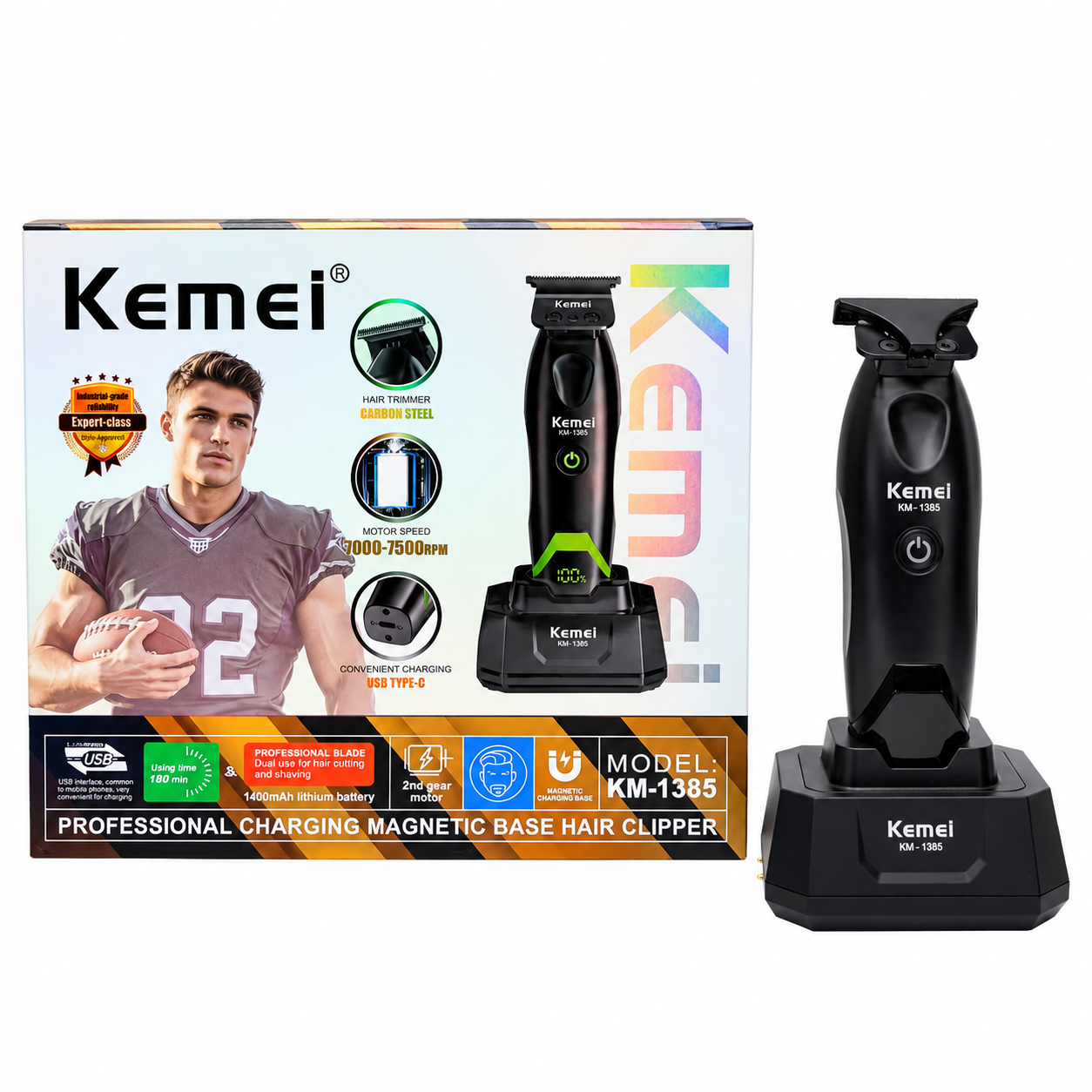 Trimmer Kemei KM 1385 Profesional con Base Magn tica-0
