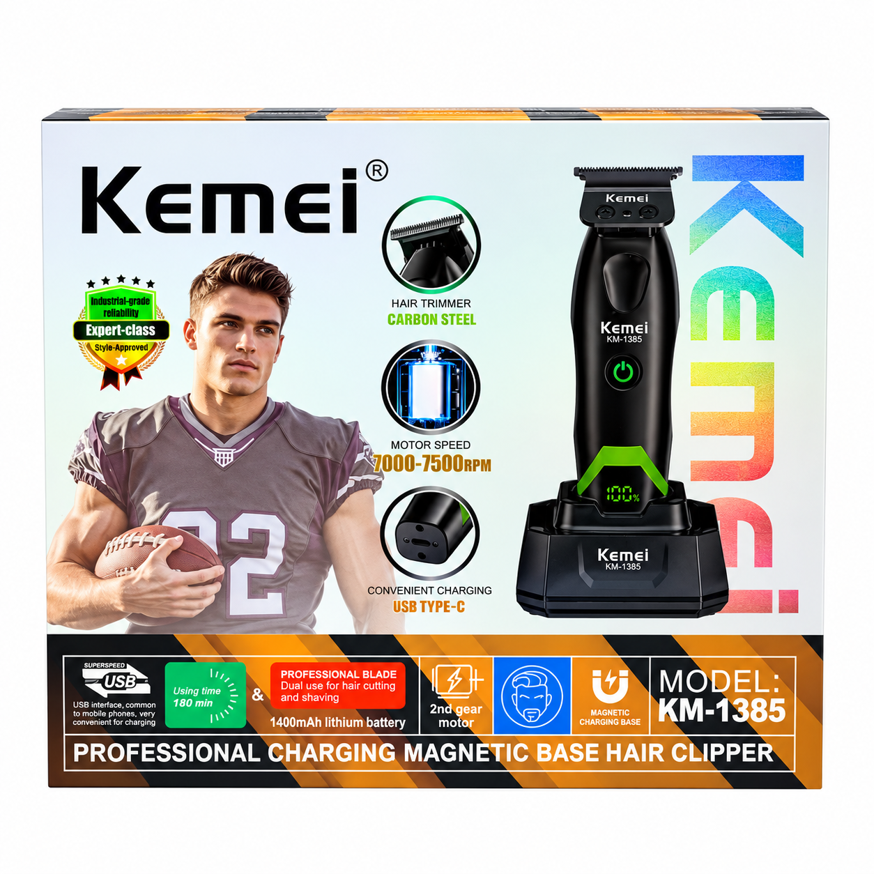 Trimmer Kemei KM 1385 Profesional con Base Magn tica-1