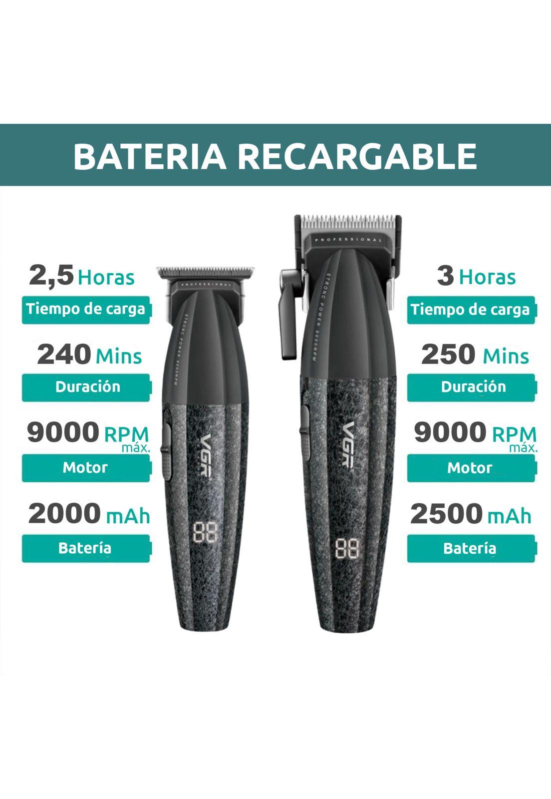 VGR Barber Combo V-640S3 Cortadora, Patillera y Afeitadora-5