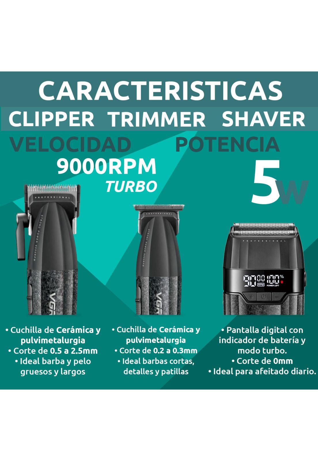 VGR Barber Combo V-640S3 Cortadora, Patillera y Afeitadora-6