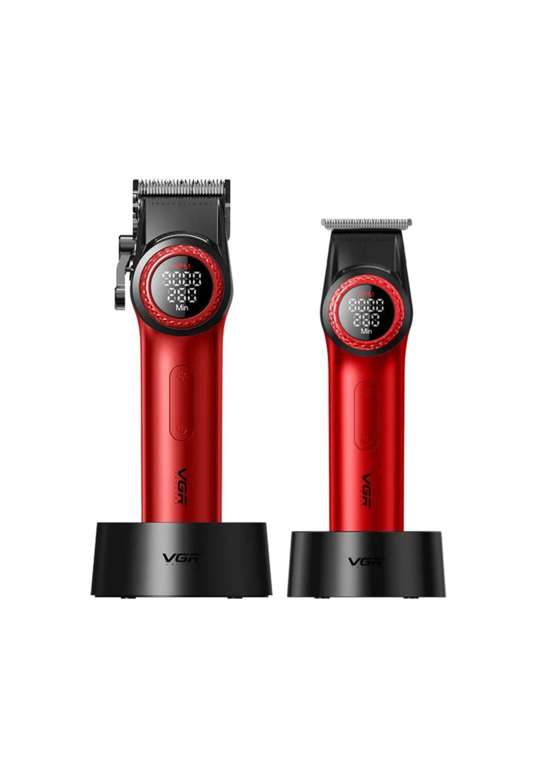 Barber Combo Rojo VGR Pro. Cortapelo V-001 + Patillera V-977-0