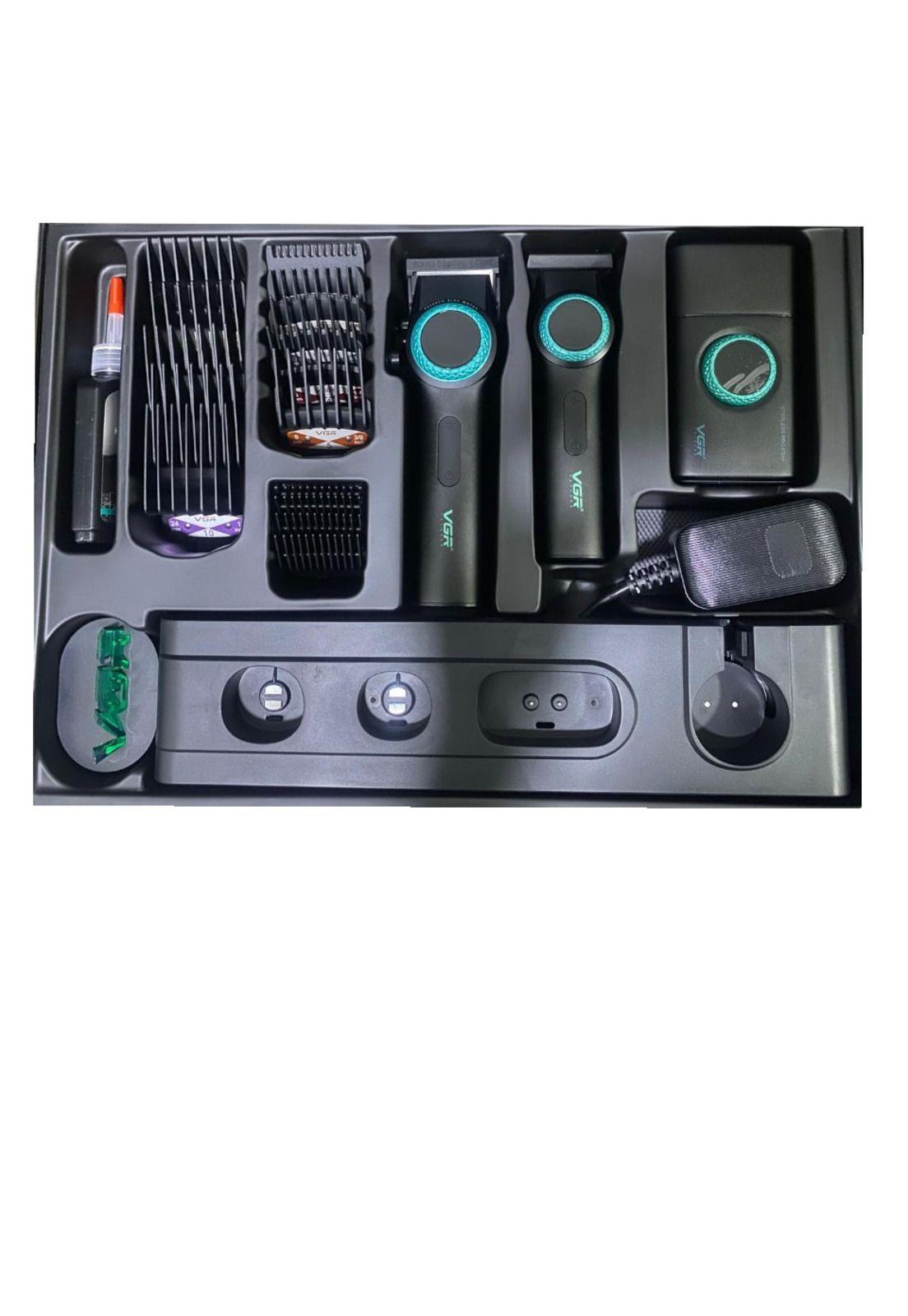 Barber Combo VGR Cortapelo, Patillera Y Afeitadora Negro Stepless 3-2