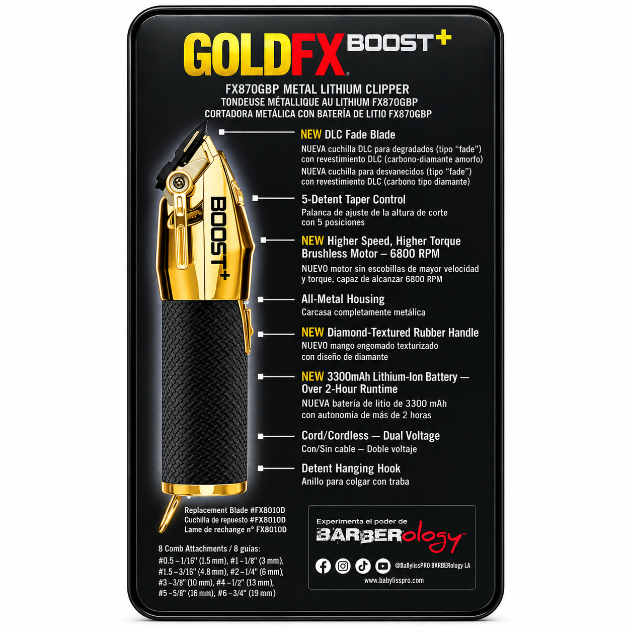M quina Cortapelo BaBylissPRO GoldFX Boost Dorada-3