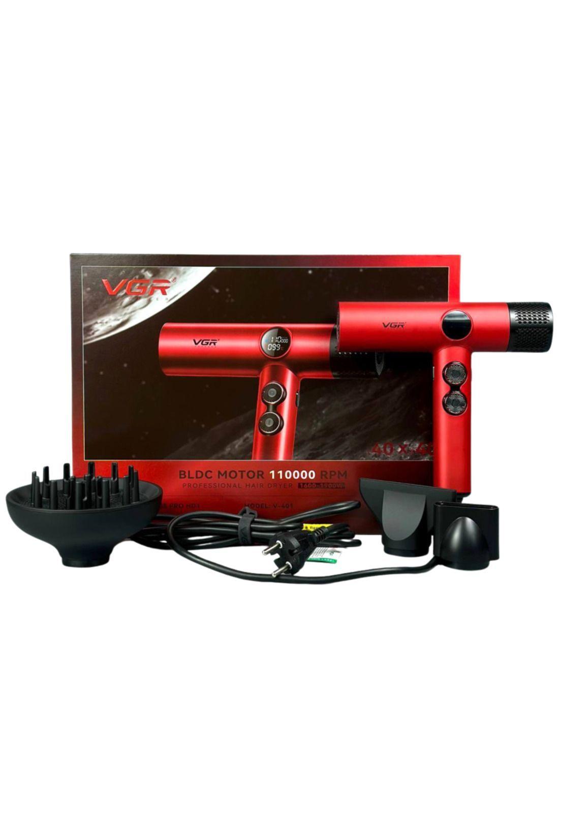 Secador De Pelo Profesional VGR V-401 110000 RPM Rojo-2