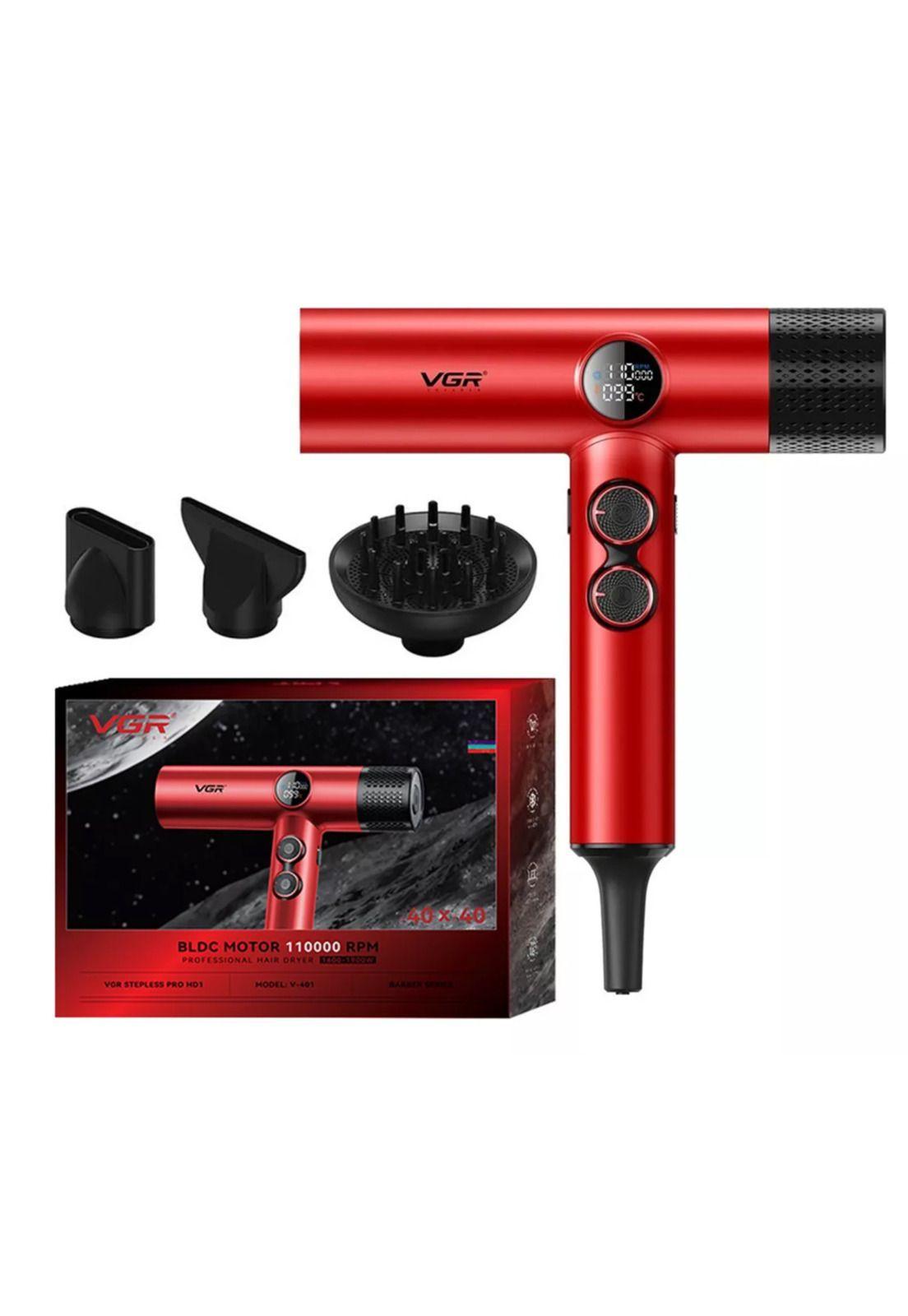 Secador De Pelo Profesional VGR V-401 110000 RPM Rojo-7