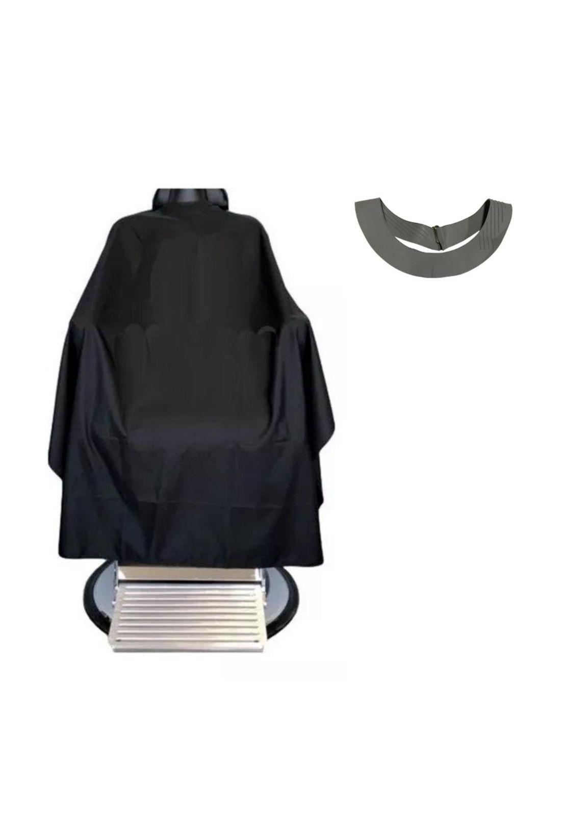 Capa de Barbero Goma Cuello de Silicona Negro-0