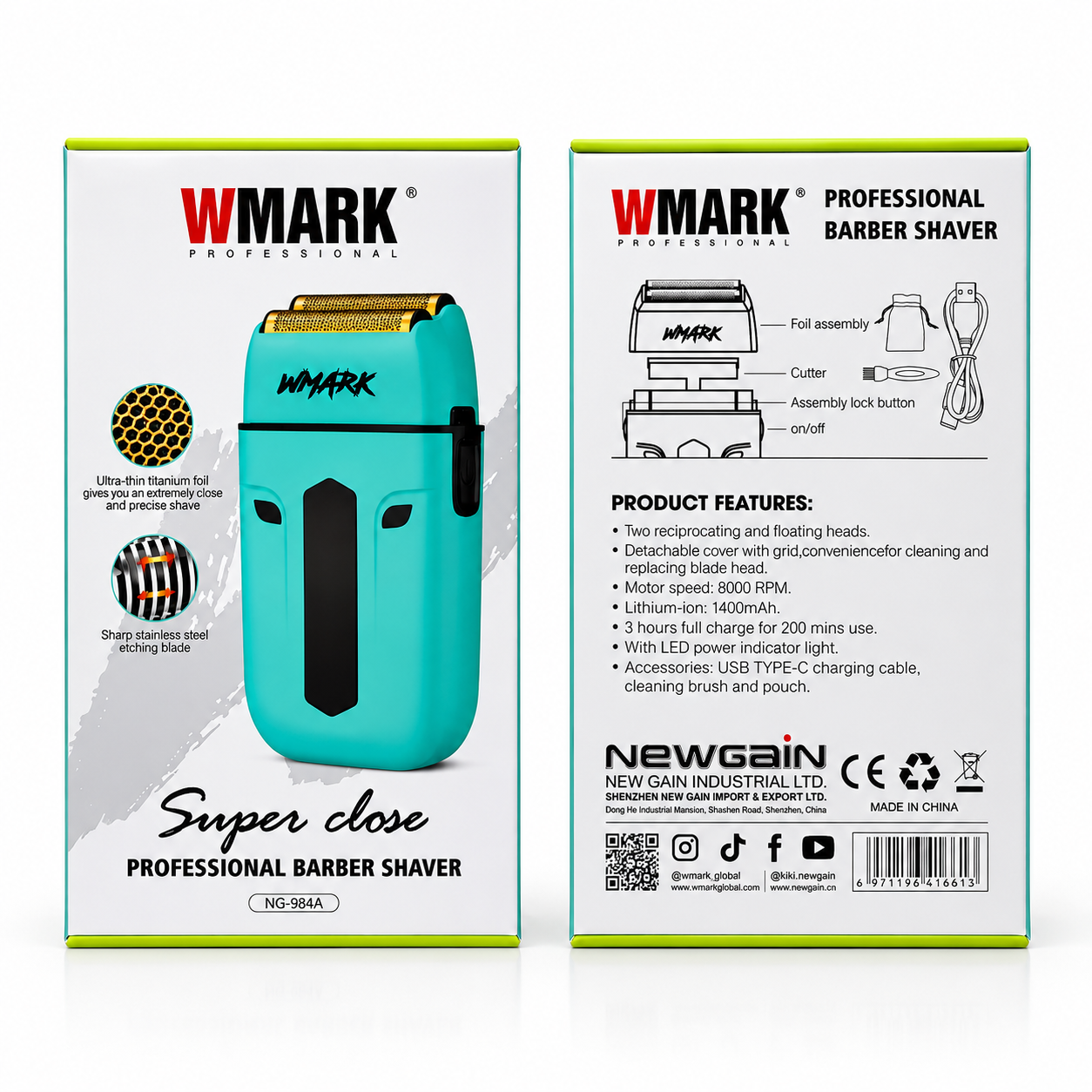 Afeitadora Profesional WMark NG 984A Super Close Azul-2